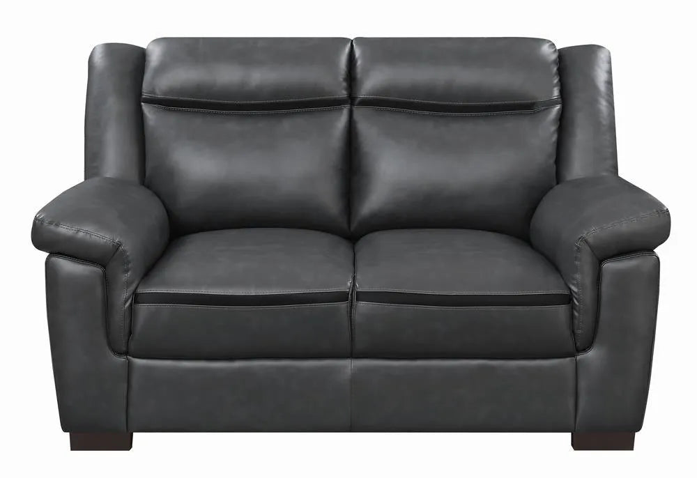 Arabella Gray Pillow Top Upholstered Loveseat by Coaster at Eve Furniture