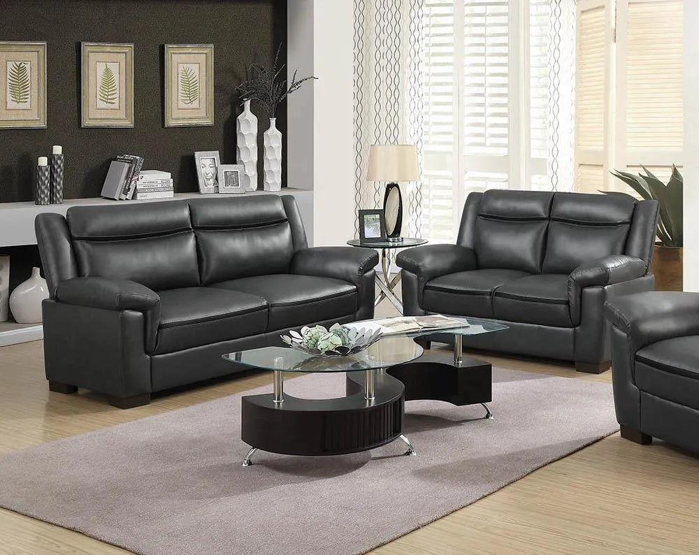 Arabella Gray Upholstered Pillow Top Arm Living Room Set by Coaster at Eve Furniture
