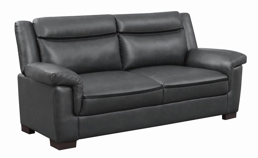 Arabella Gray Upholstered Pillow Top Arm Living Room Set by Coaster at Eve Furniture