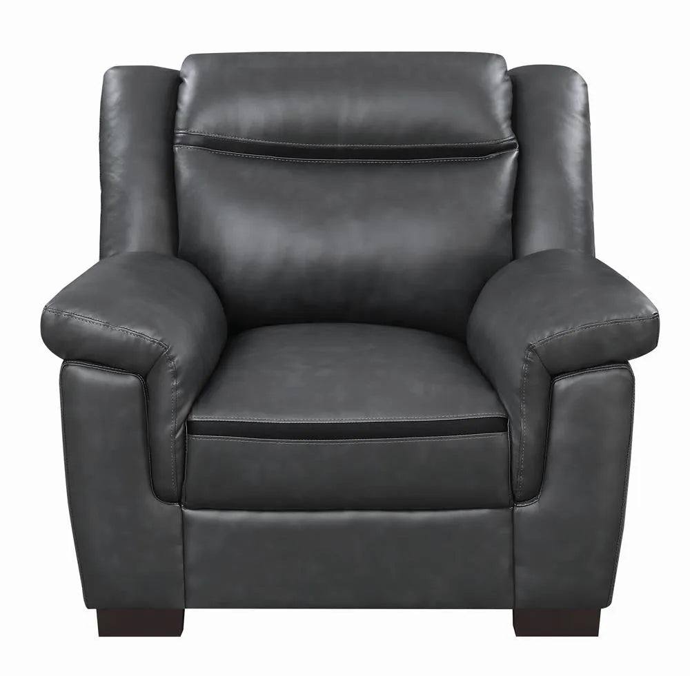 Arabella Gray Upholstered Pillow Top Arm Living Room Set by Coaster at Eve Furniture