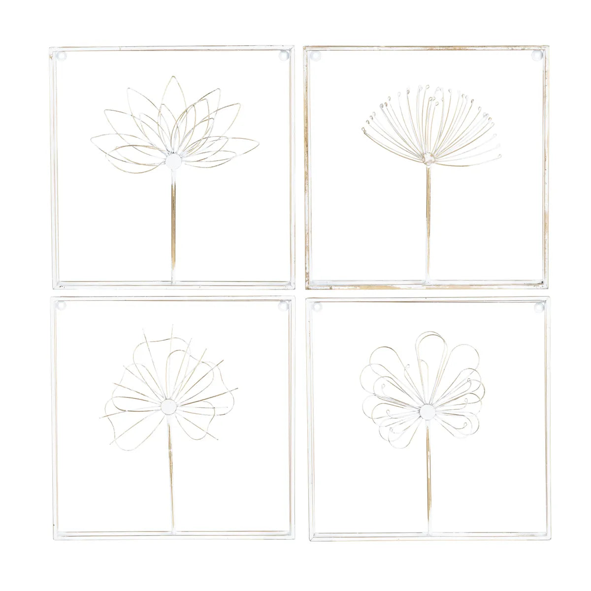 Arabello White/Gold Wall Art (Set Of 4) by Crestview at Eve Furniture