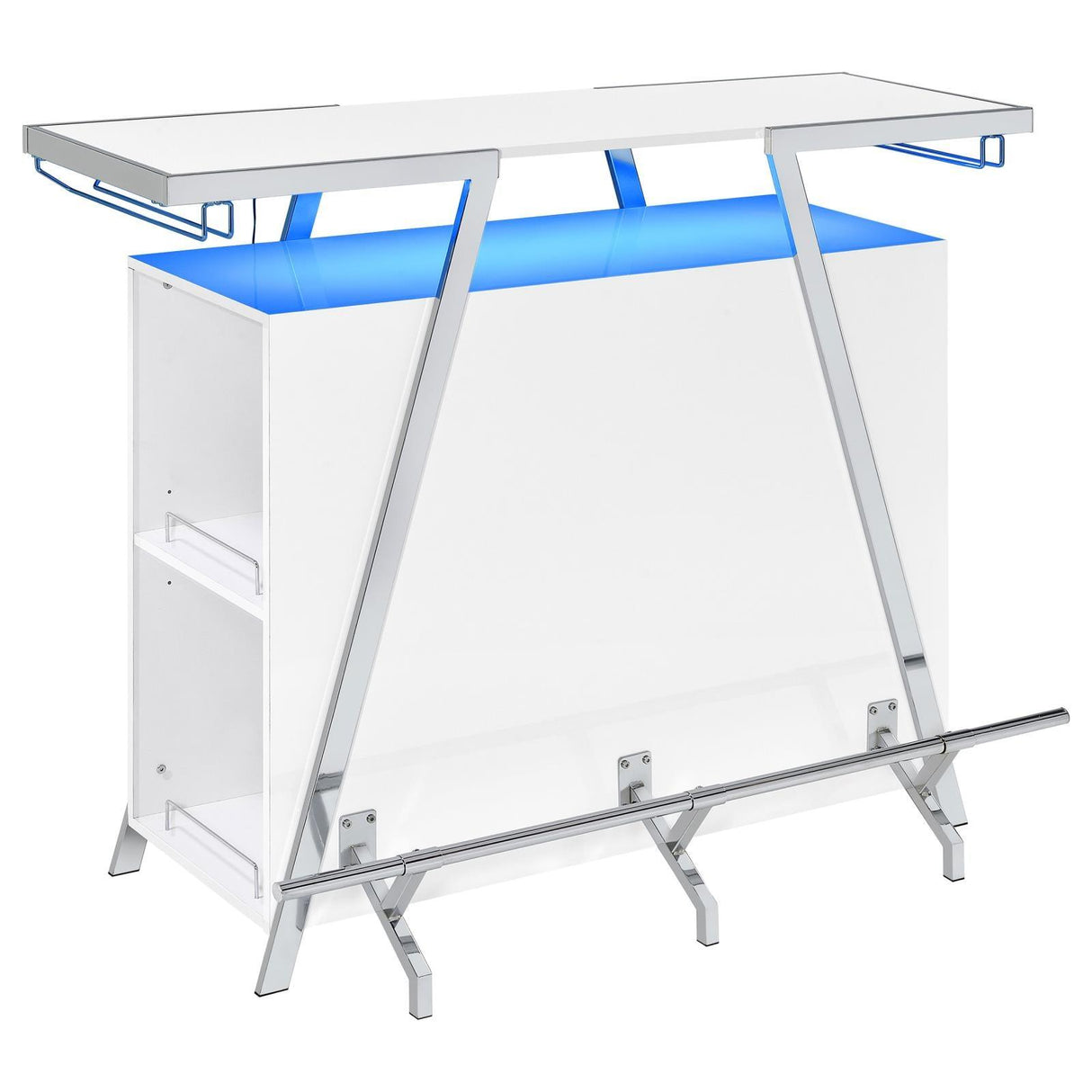 Araceli White Home Bar Wine Cabinet High Gloss and Chrome by Coaster at Eve Furniture