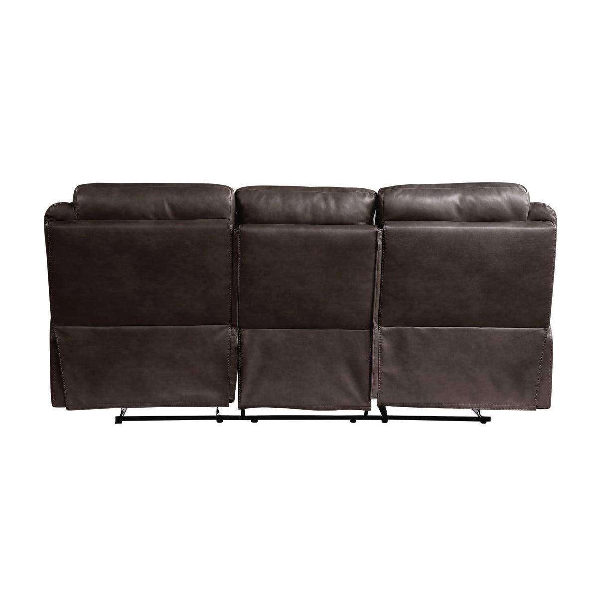 Aram Dark Brown Faux Leather Double Reclining Sofa by Homelegance at Eve Furniture