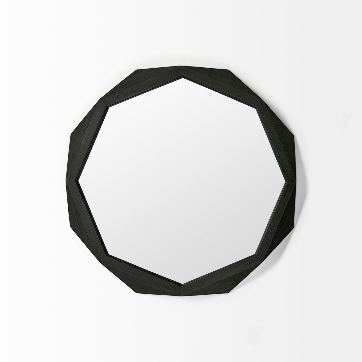 Aramis I Octagon Black Wood Frame Wall Mirror by Mercana at Eve Furniture