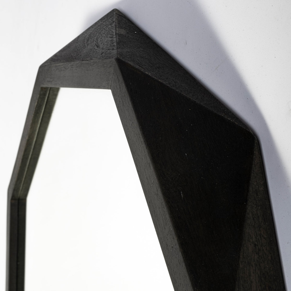 Aramis I Octagon Black Wood Frame Wall Mirror by Mercana at Eve Furniture