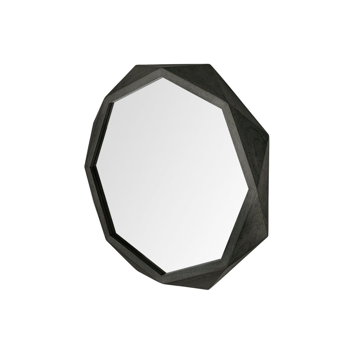 Aramis I Octagon Black Wood Frame Wall Mirror by Mercana at Eve Furniture