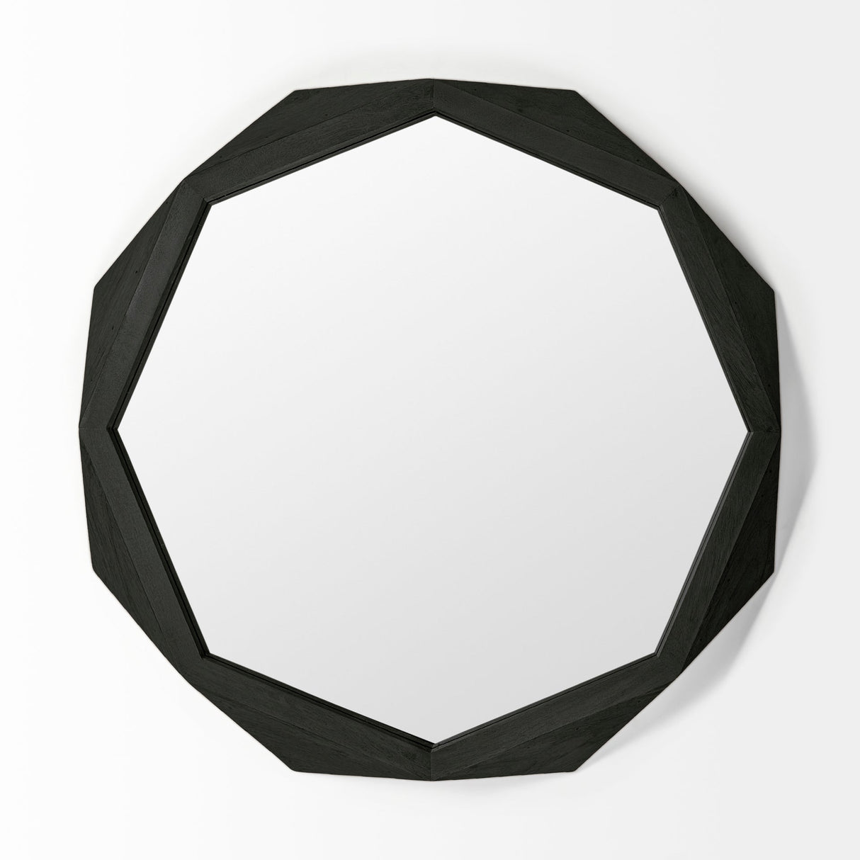 Aramis II Octagon Black Wood Frame Wall Mirror by Mercana at Eve Furniture