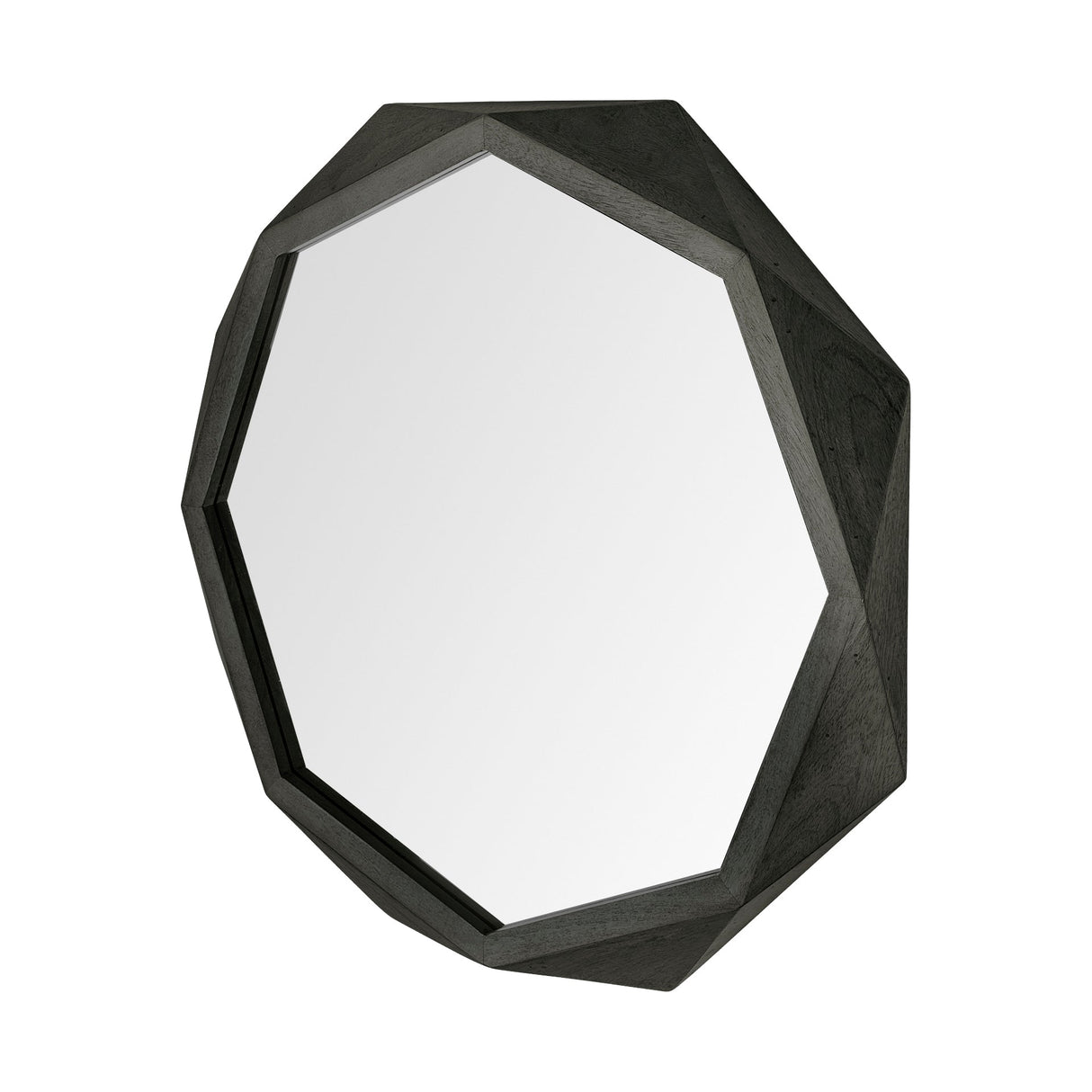 Aramis II Octagon Black Wood Frame Wall Mirror by Mercana at Eve Furniture