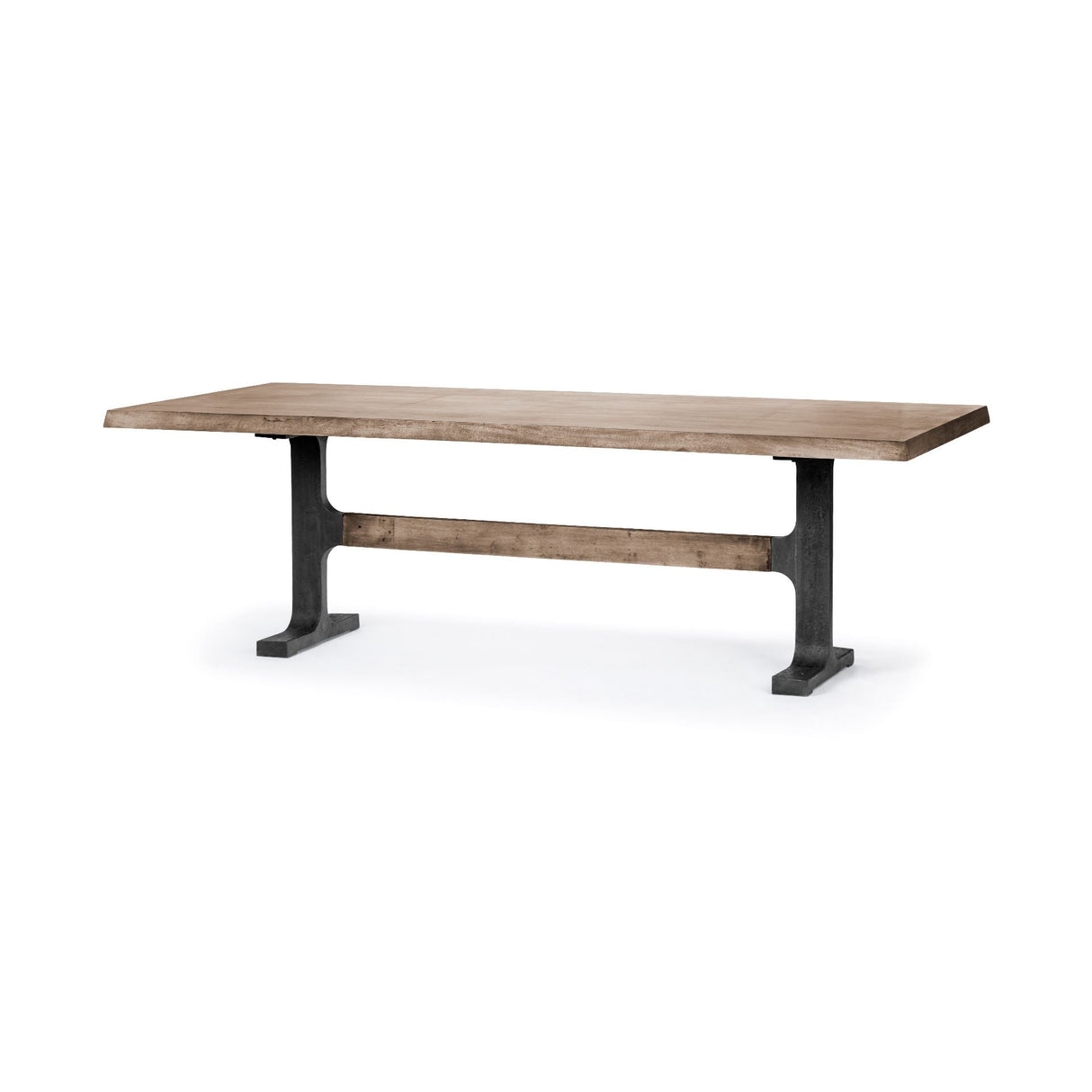 Araxi Rectangular Brown Solid Wood Top Black Metal Base Dining Table by Mercana at Eve Furniture