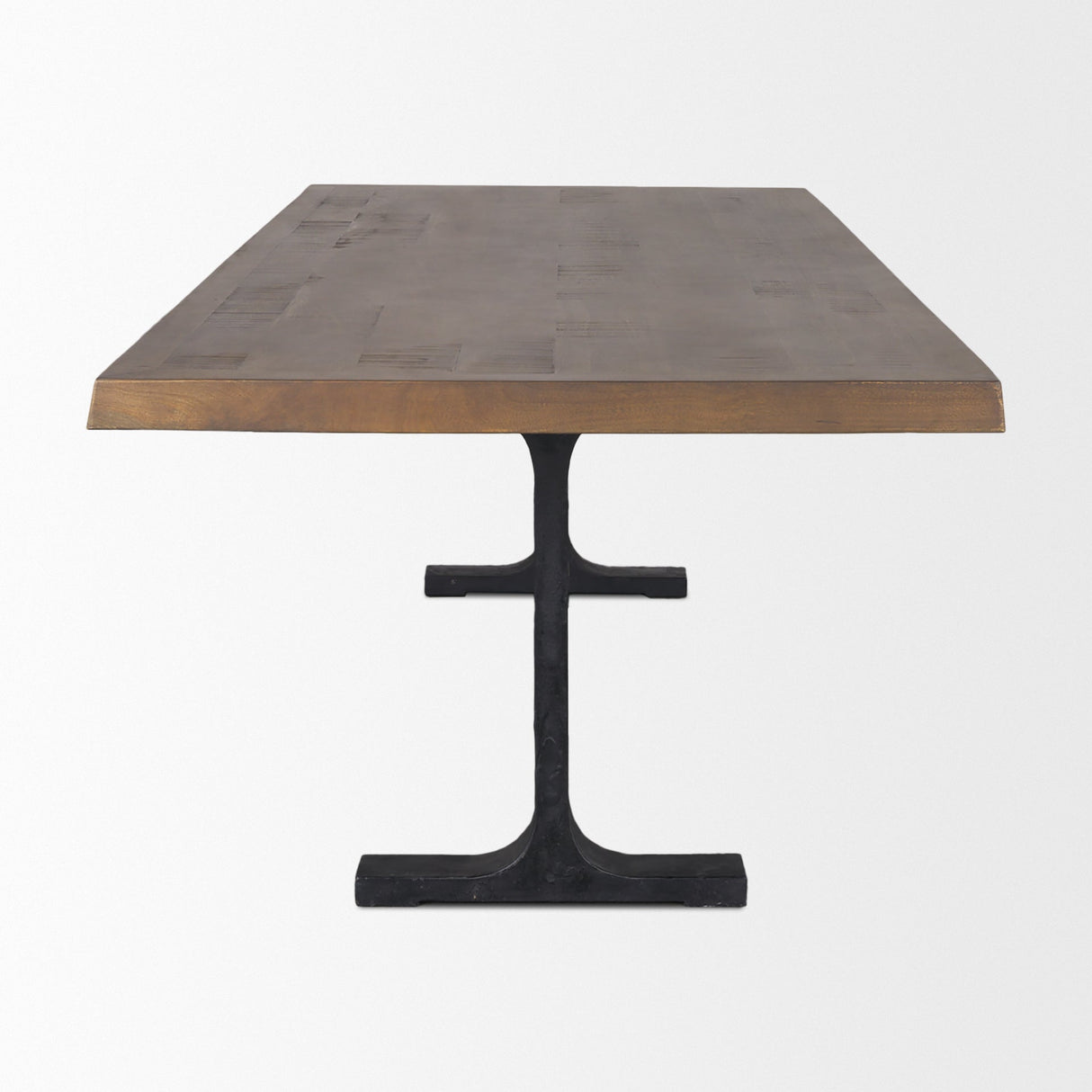 Araxi Rectangular Dark Brown Wood w/ Black Metal Base Dining Table by Mercana at Eve Furniture