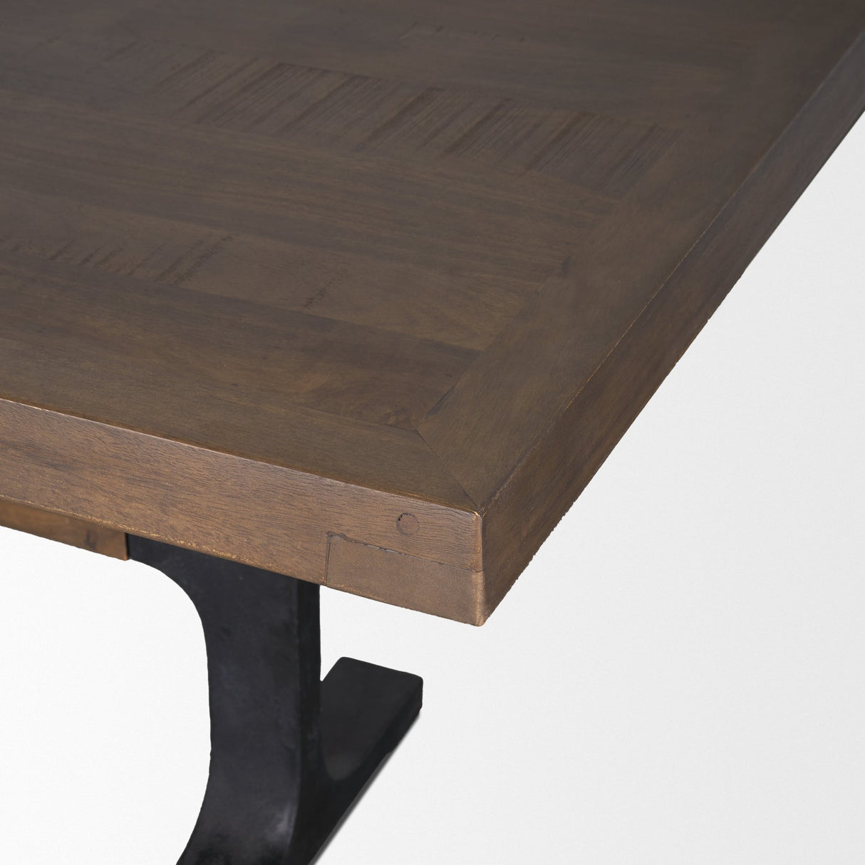 Araxi Rectangular Dark Brown Wood w/ Black Metal Base Dining Table by Mercana at Eve Furniture