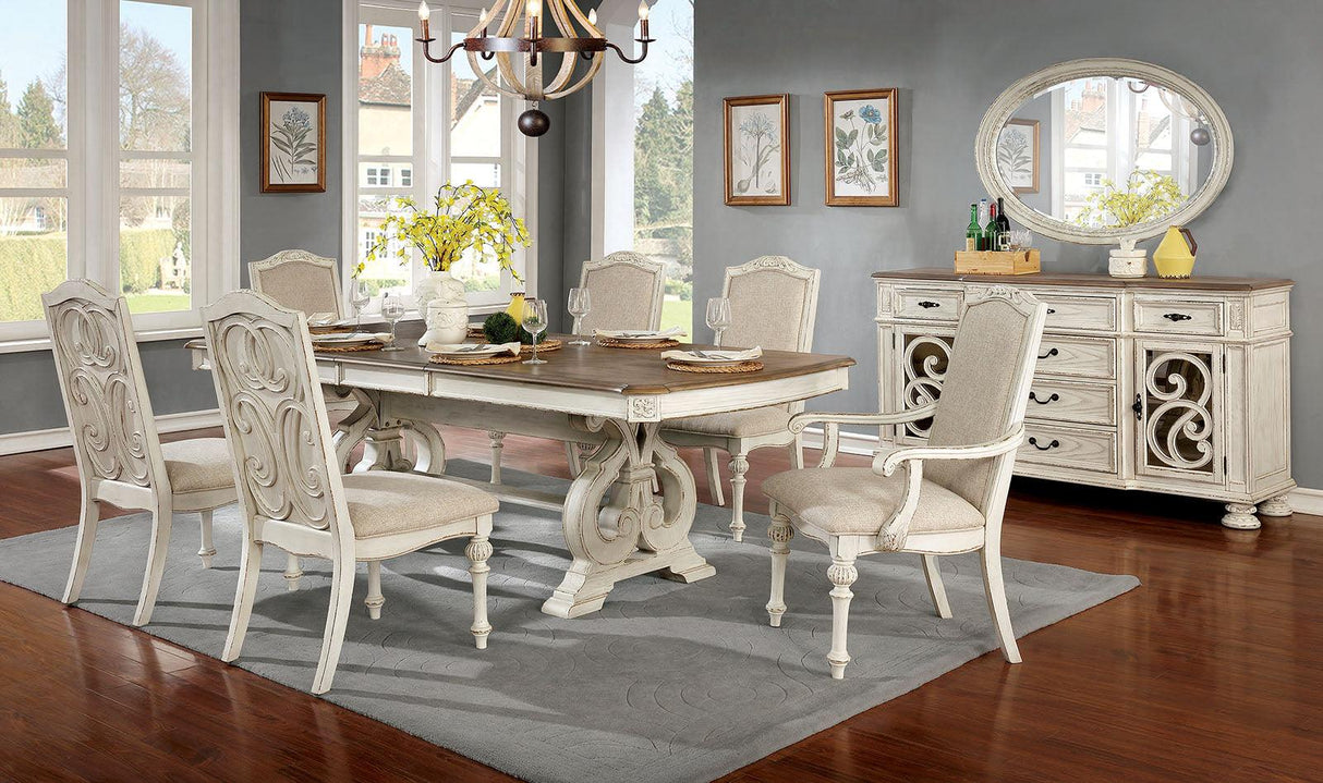 Arcadia Antique White Dining Table Only by Furniture of America at Eve Furniture