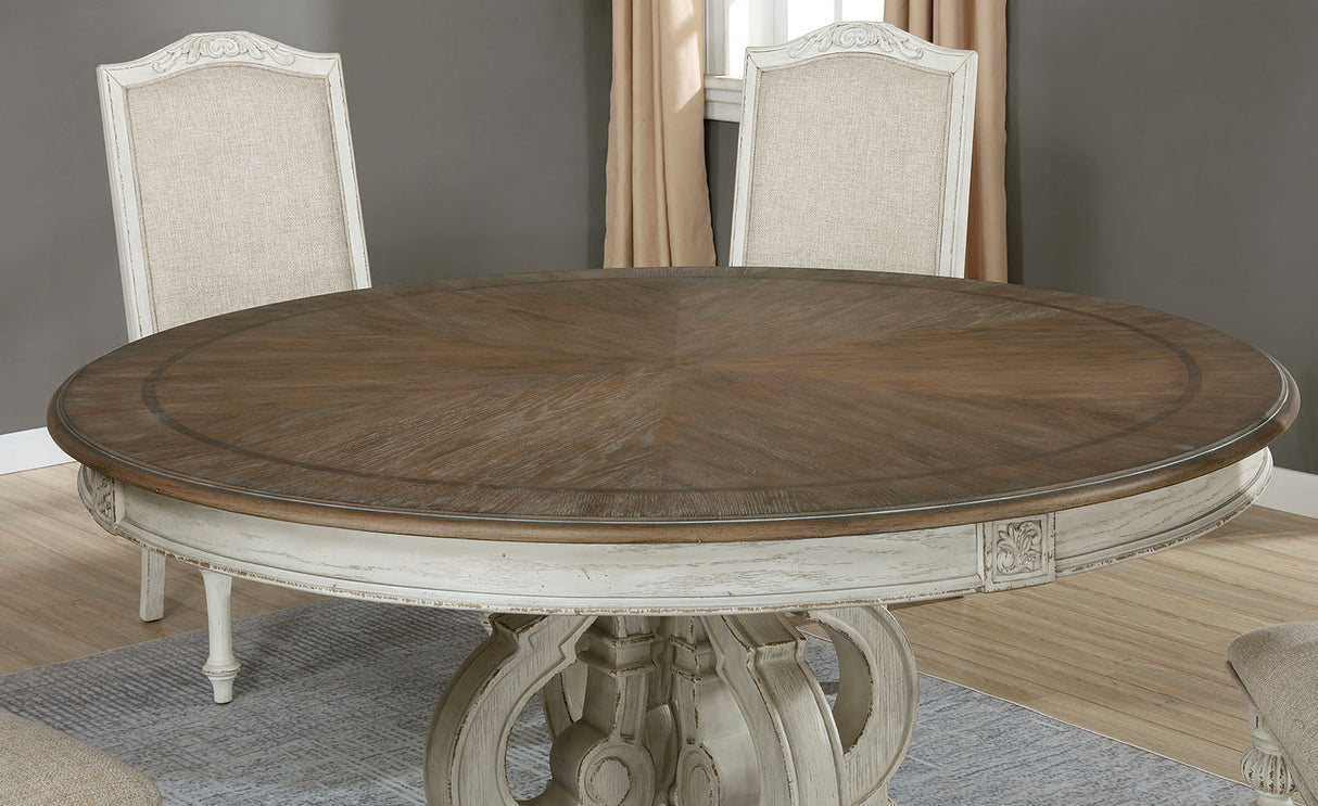 Arcadia Antique White/Ivory 5 Pc Round Dining Table Set by Furniture of America at Eve Furniture