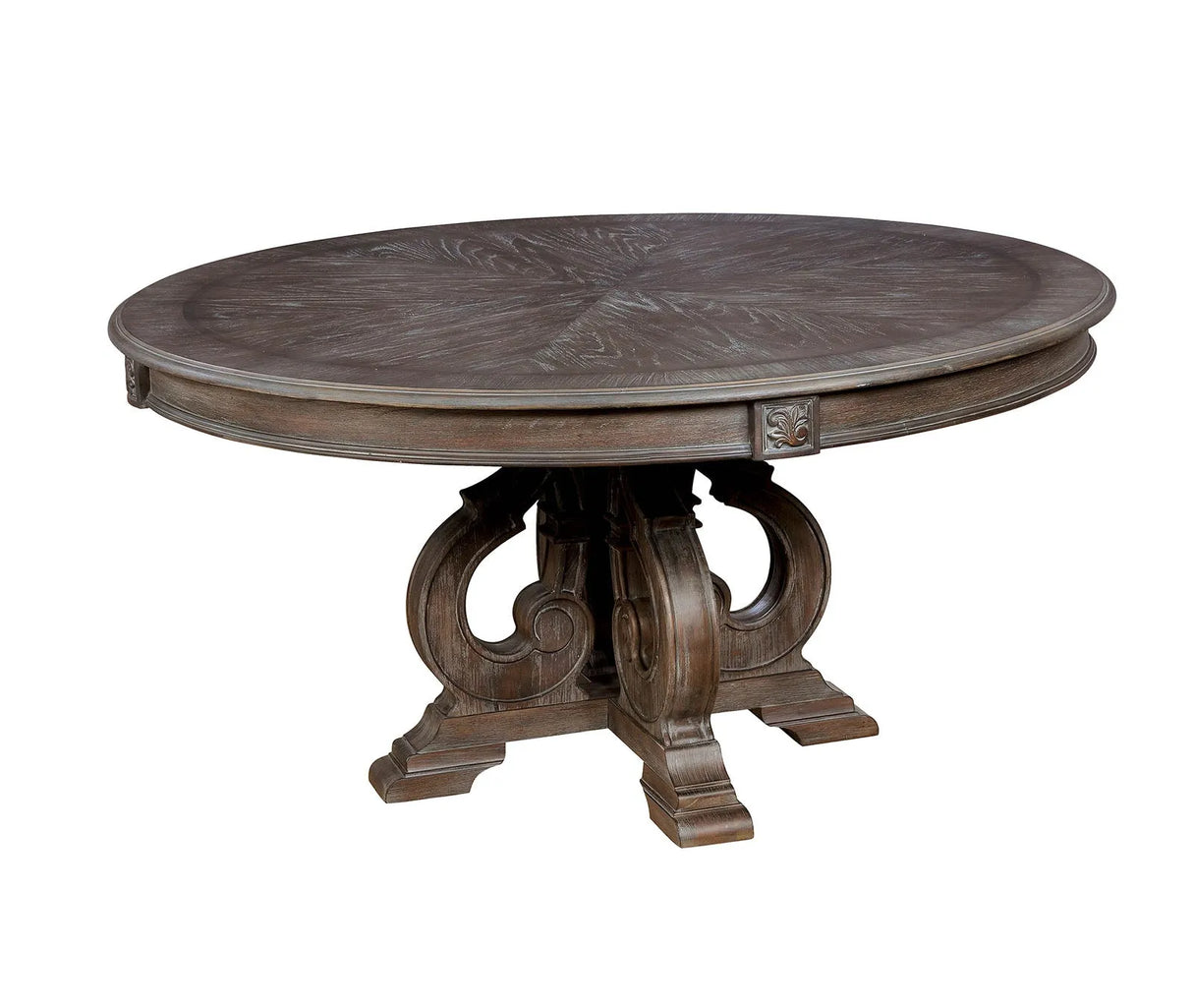 Arcadia Rustic Natural Tone/Ivory 7 Pc Round Dining Table Set by Furniture of America at Eve Furniture
