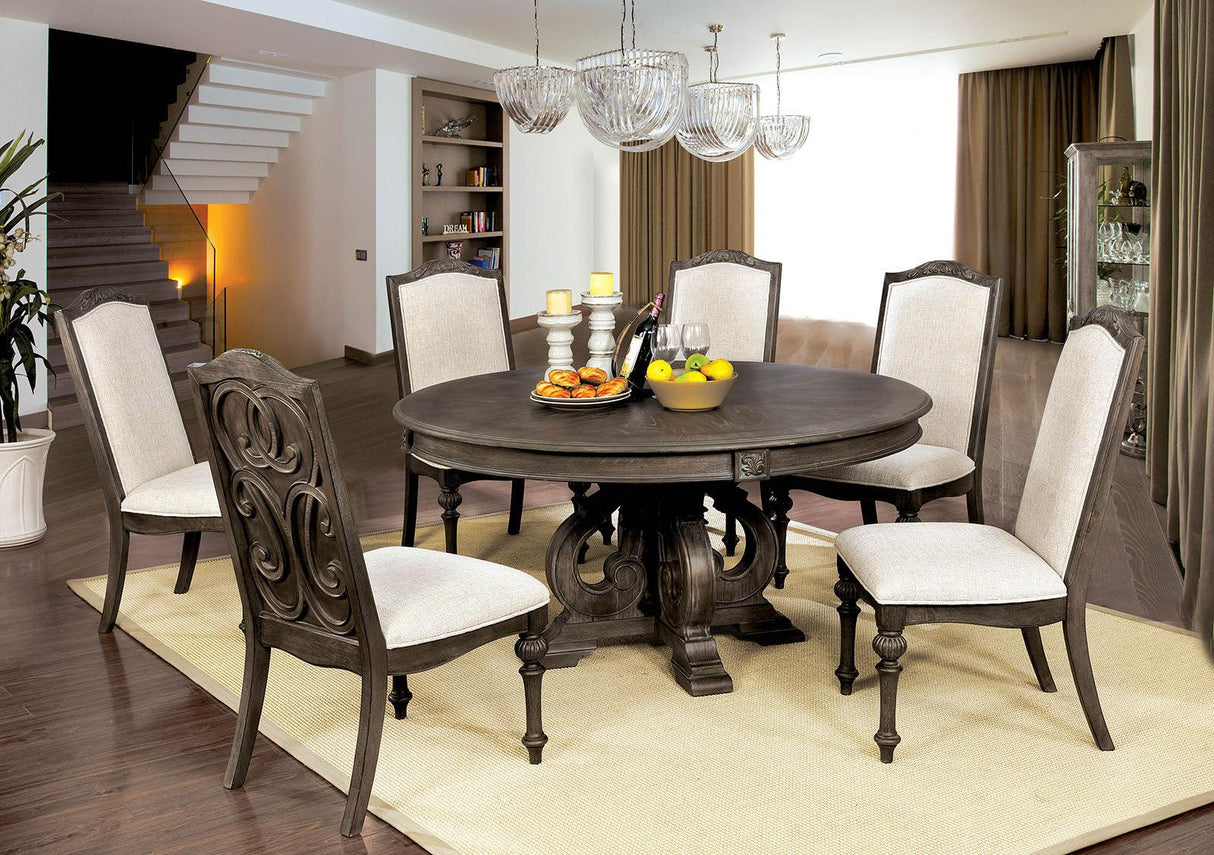 Arcadia Rustic Natural Tone/Ivory Round Dining Table by Furniture of America at Eve Furniture