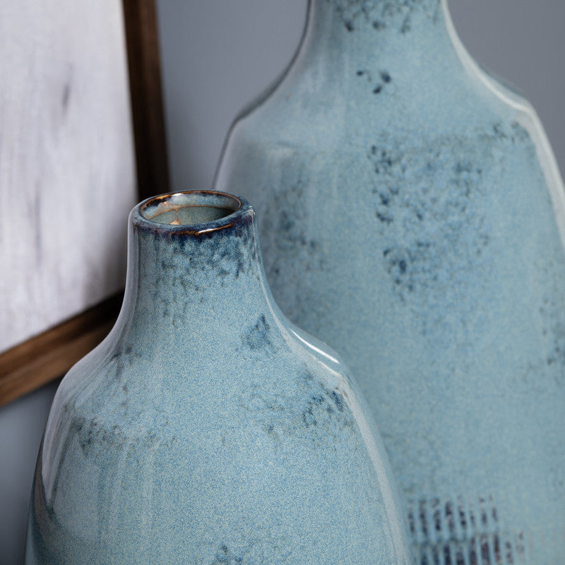 Arden Blue 2 Piece Ceramic Vases by Crestview at Eve Furniture
