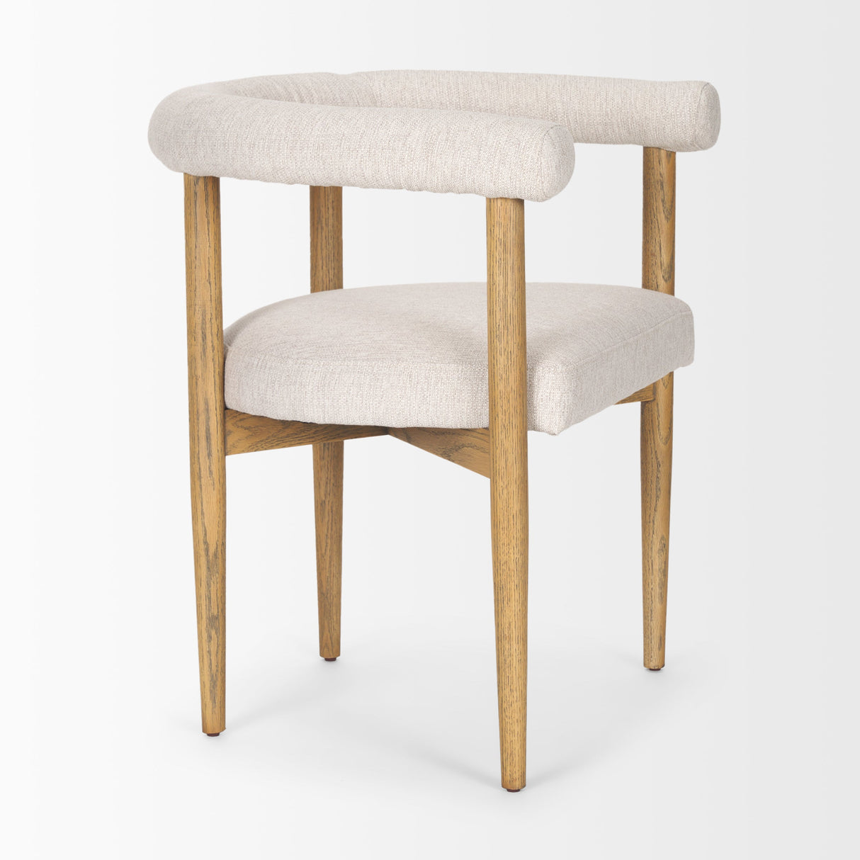 Arden Dining Chair w/ Medium Brown Wood and Cream Twill Fabric by Mercana at Eve Furniture
