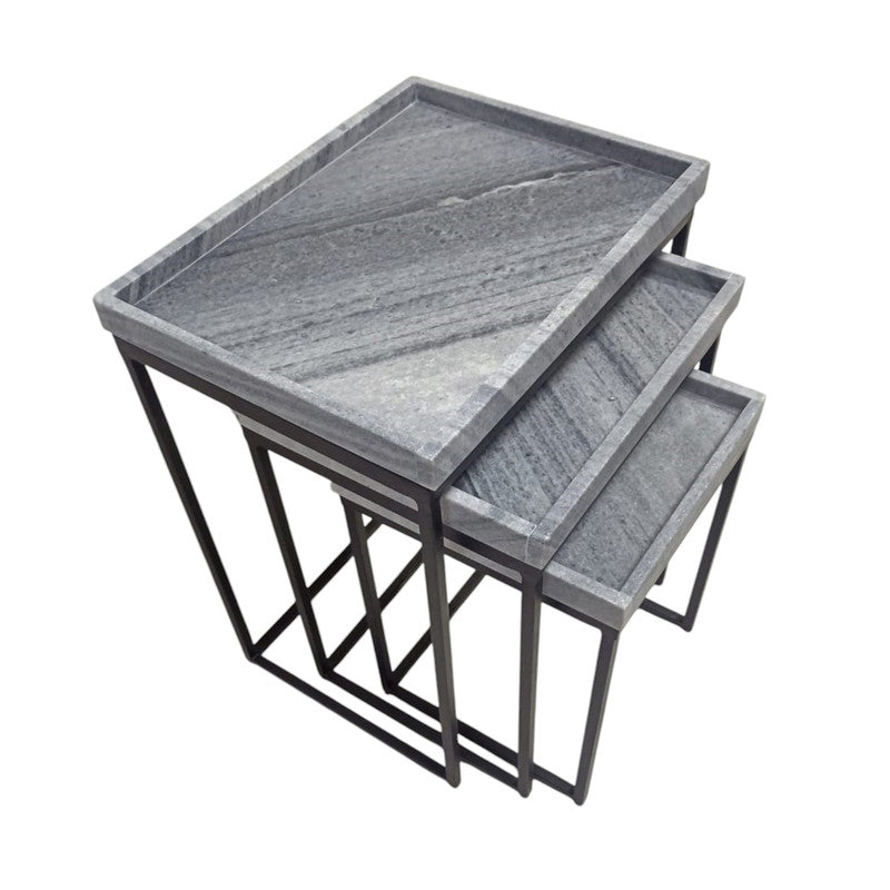 Arden Gray/Black 3-Piece Nesting Tables by Crestview at Eve Furniture
