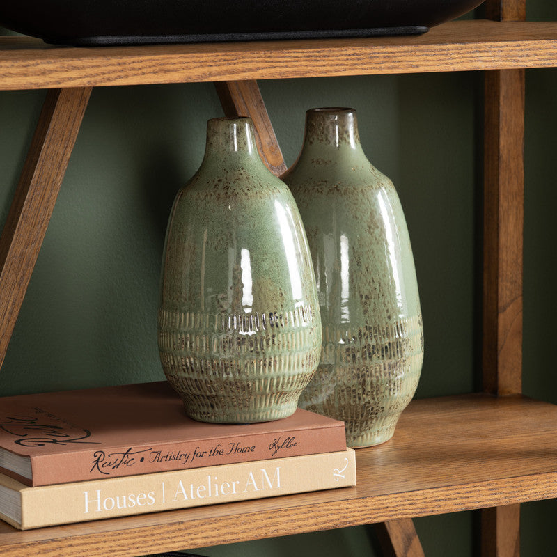 Arden Sage Green 2 Piece Ceramic Vases by Crestview at Eve Furniture