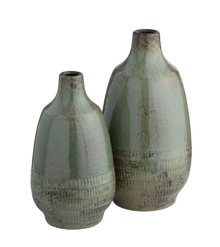 Arden Sage Green 2 Piece Ceramic Vases by Crestview at Eve Furniture