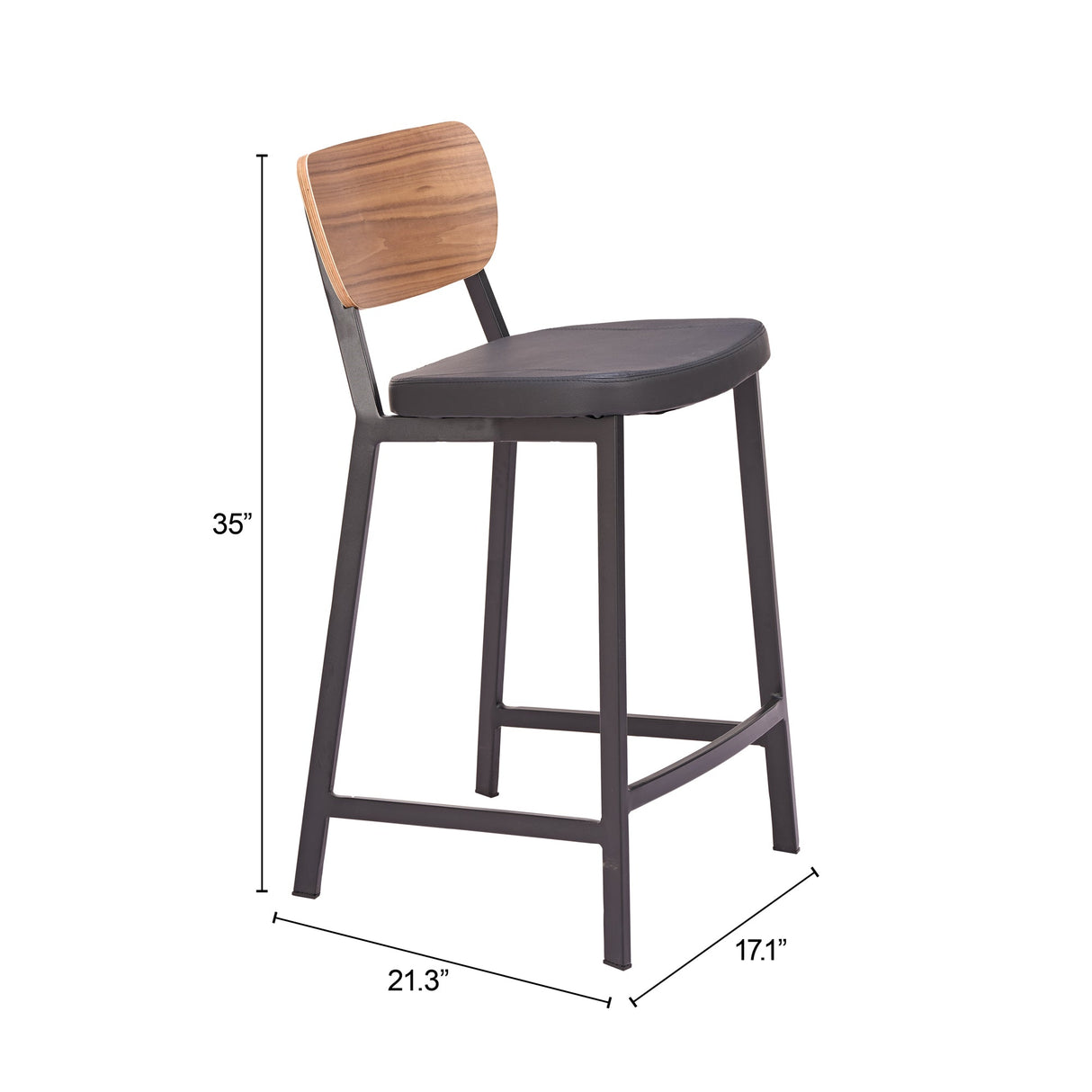 Ardenne Black & Brown Counter Stool (Set of 2) by Zuomod at Eve Furniture