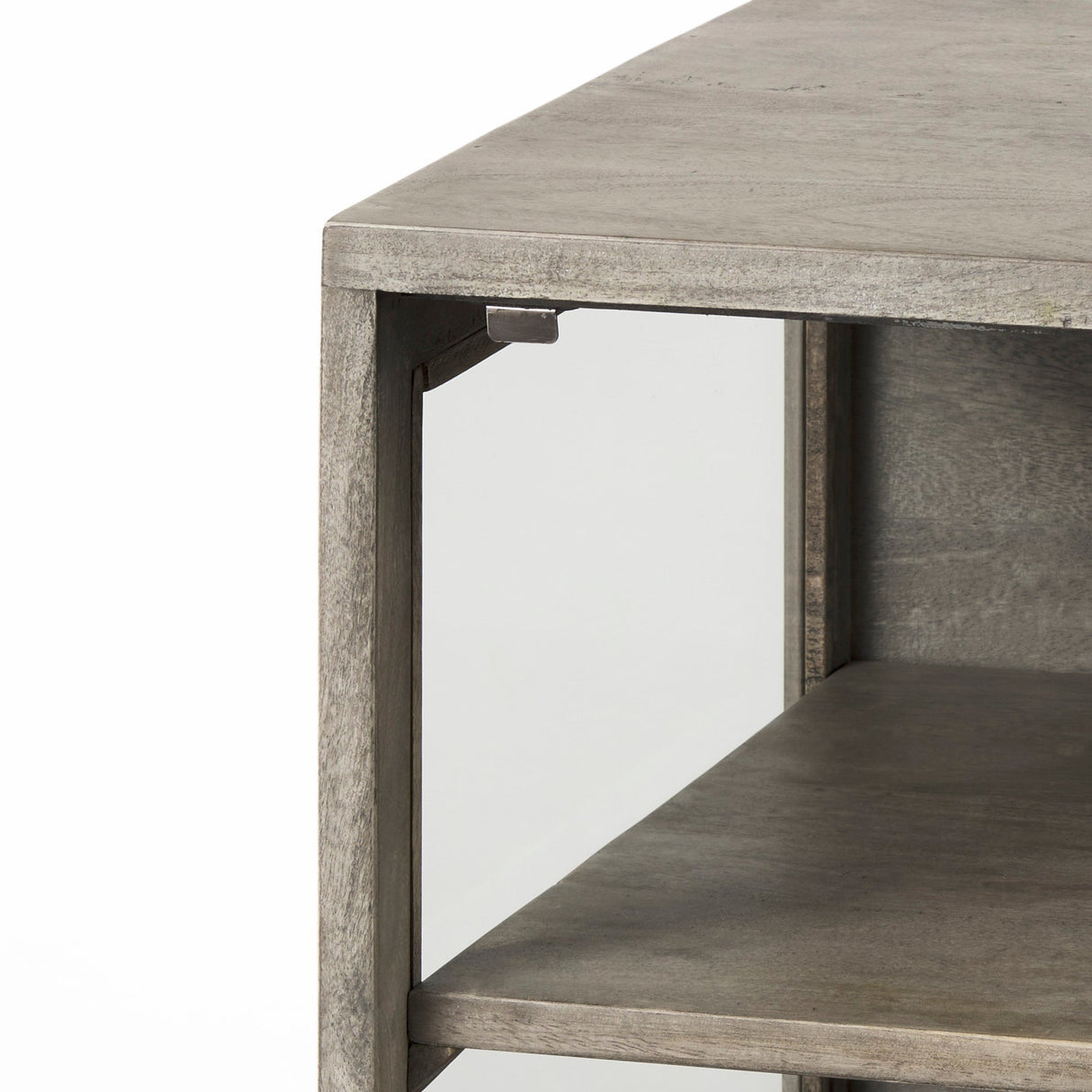 Arelius 20L x 18W x 26H Gray Wood W/ Black Metal Frame End/Side Table by Mercana at Eve Furniture