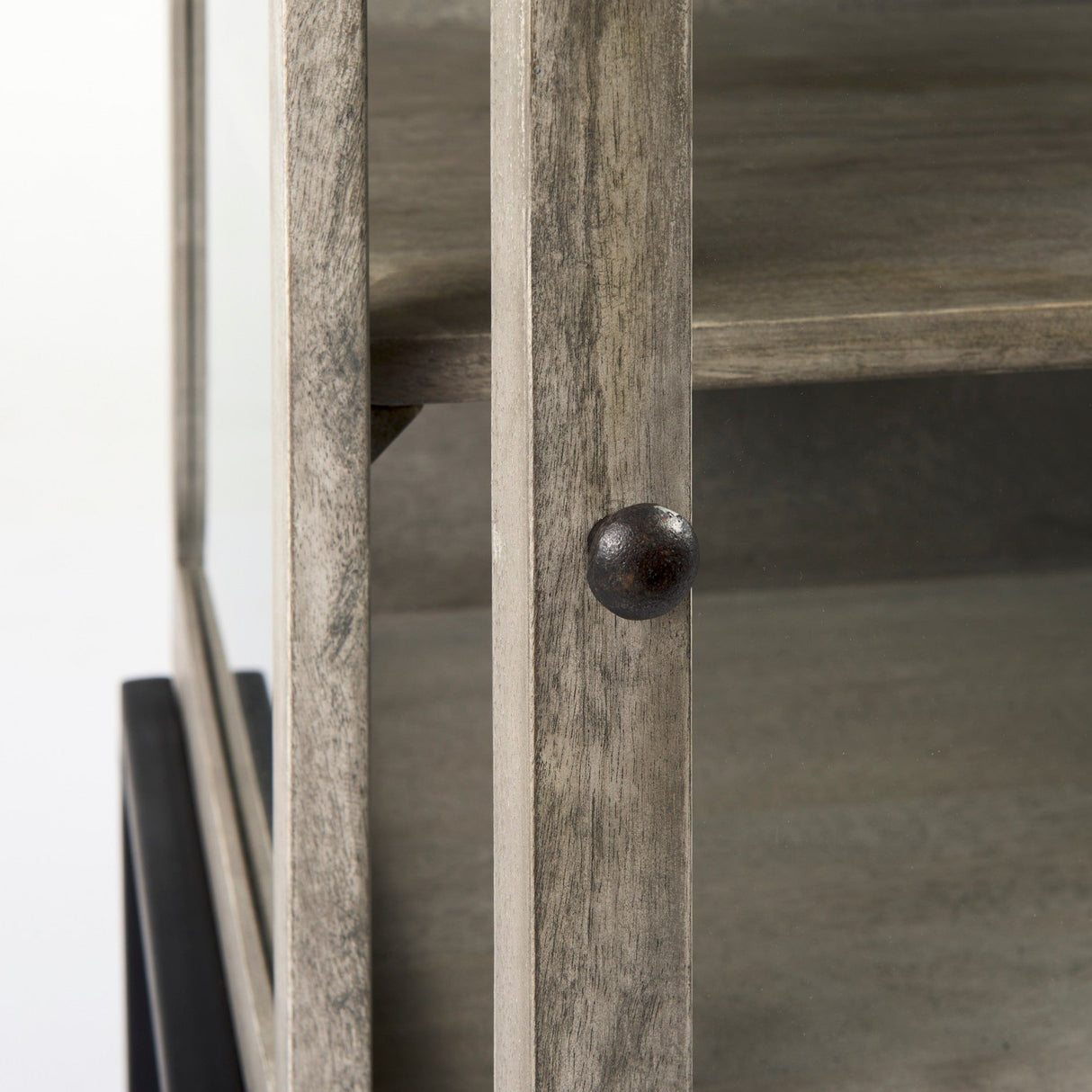Arelius 20L x 18W x 26H Gray Wood W/ Black Metal Frame End/Side Table by Mercana at Eve Furniture
