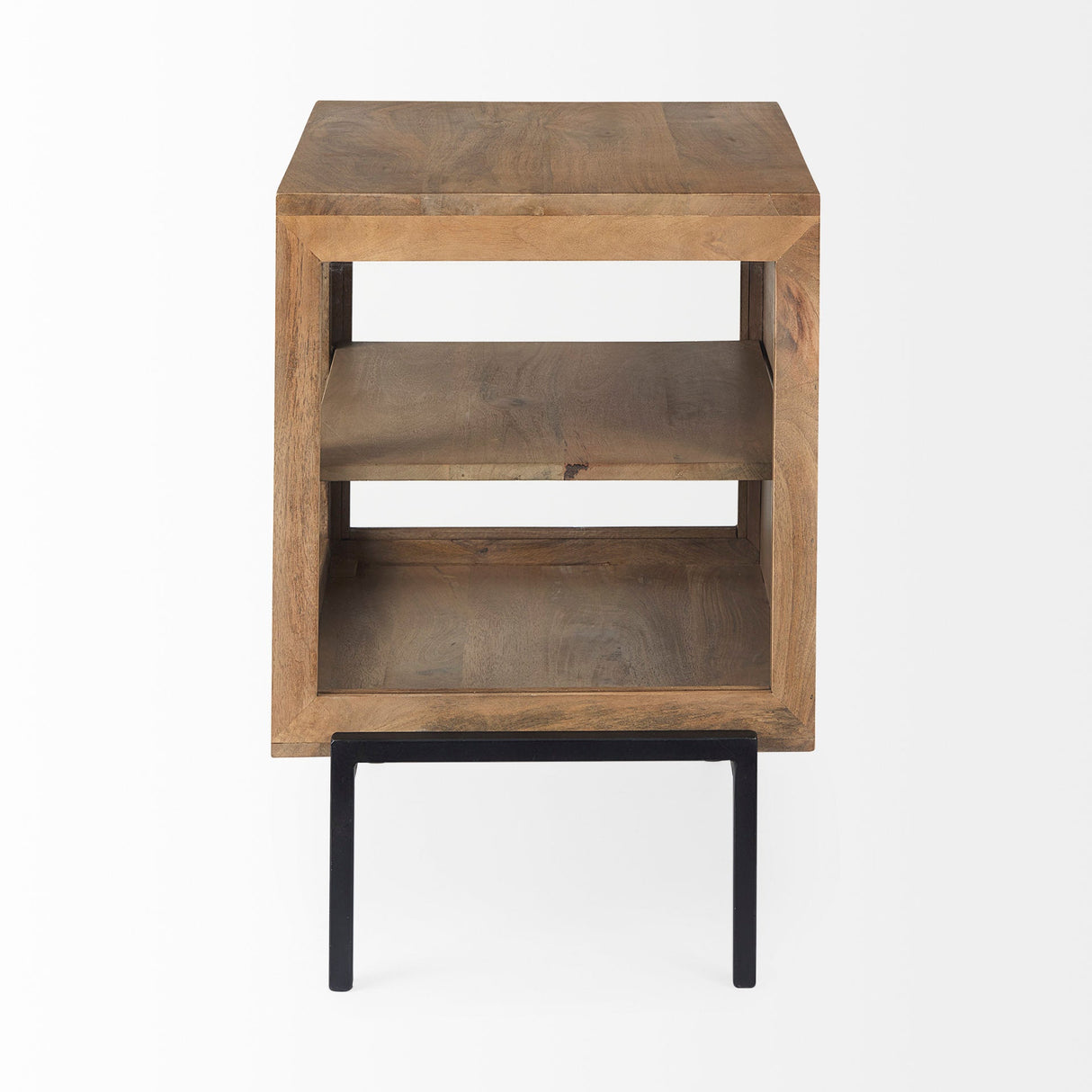 Arelius 20L x 18W x 26H Light Brown Wood W/ Black Metal Frame End/Side Table by Mercana at Eve Furniture
