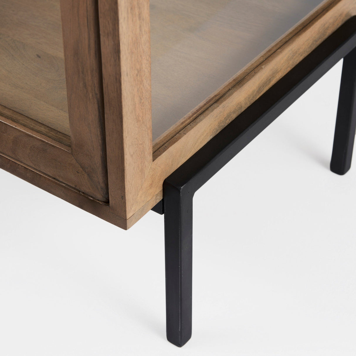 Arelius 20L x 18W x 26H Light Brown Wood W/ Black Metal Frame End/Side Table by Mercana at Eve Furniture