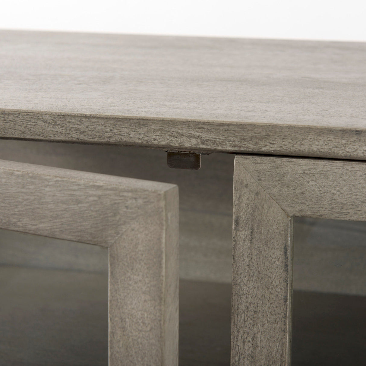 Arelius 36L x 18W x 32H Gray Wood, Black Metal Base w/ 2 Glass Doors Accent Cabinet by Mercana at Eve Furniture
