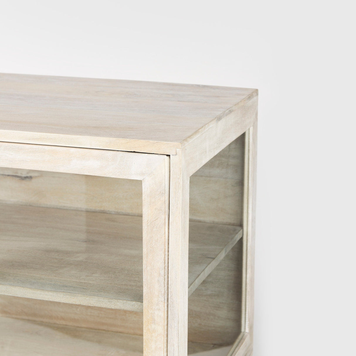 Arelius 36L x 18W x 32H White Wood, Gold Metal Base w/ 2 Glass Doors Accent Cabinet by Mercana at Eve Furniture