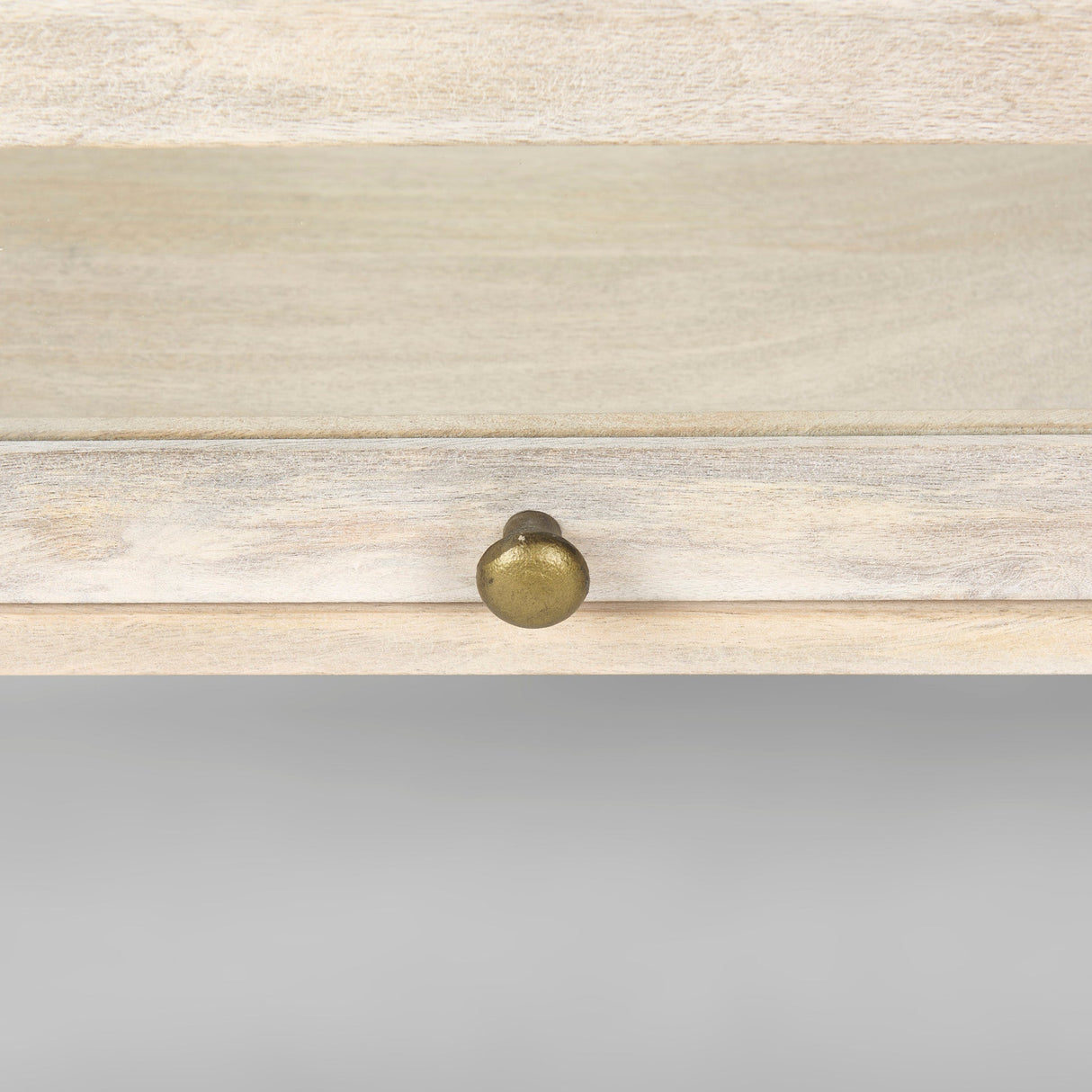 Arelius 42" Square Glass-Top White Wood w/ Gold Metal Base Display Coffee Table by Mercana at Eve Furniture