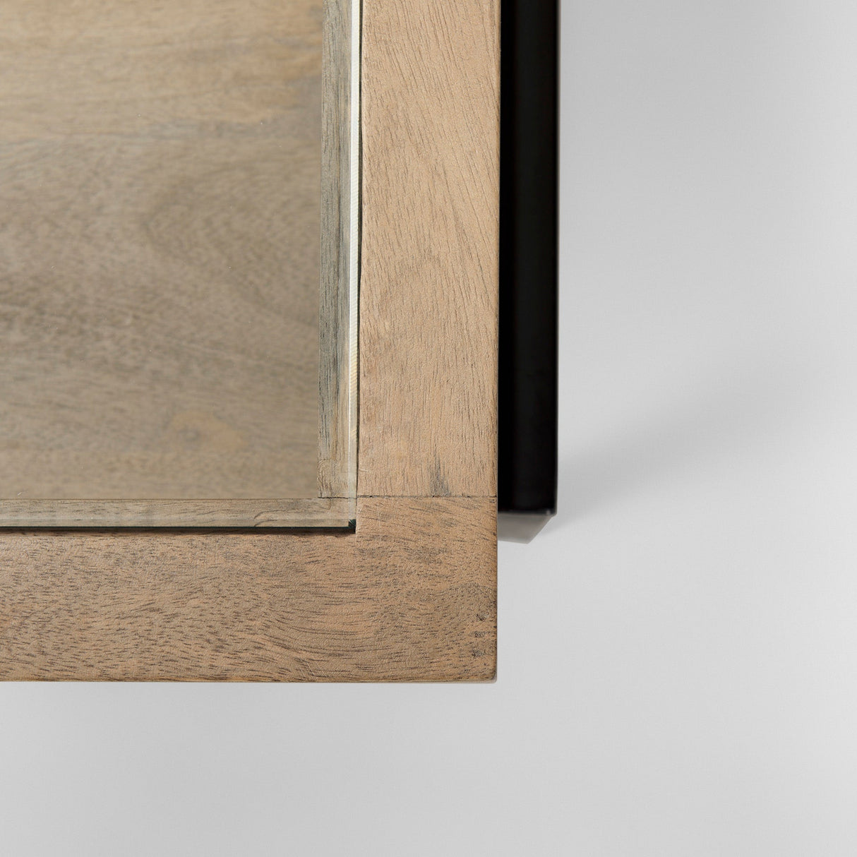 Arelius 42"L Rectangular Light Brown Wood w/ Black Metal Base Display Coffee Table by Mercana at Eve Furniture