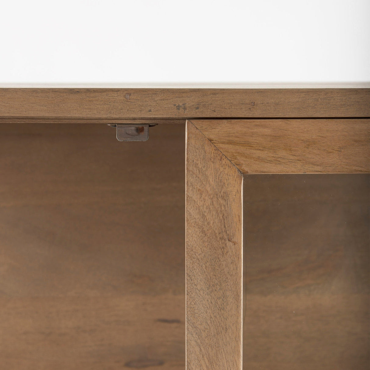 Arelius Light Brown Wood W/ Black Metal Base Display Cabinet by Mercana at Eve Furniture