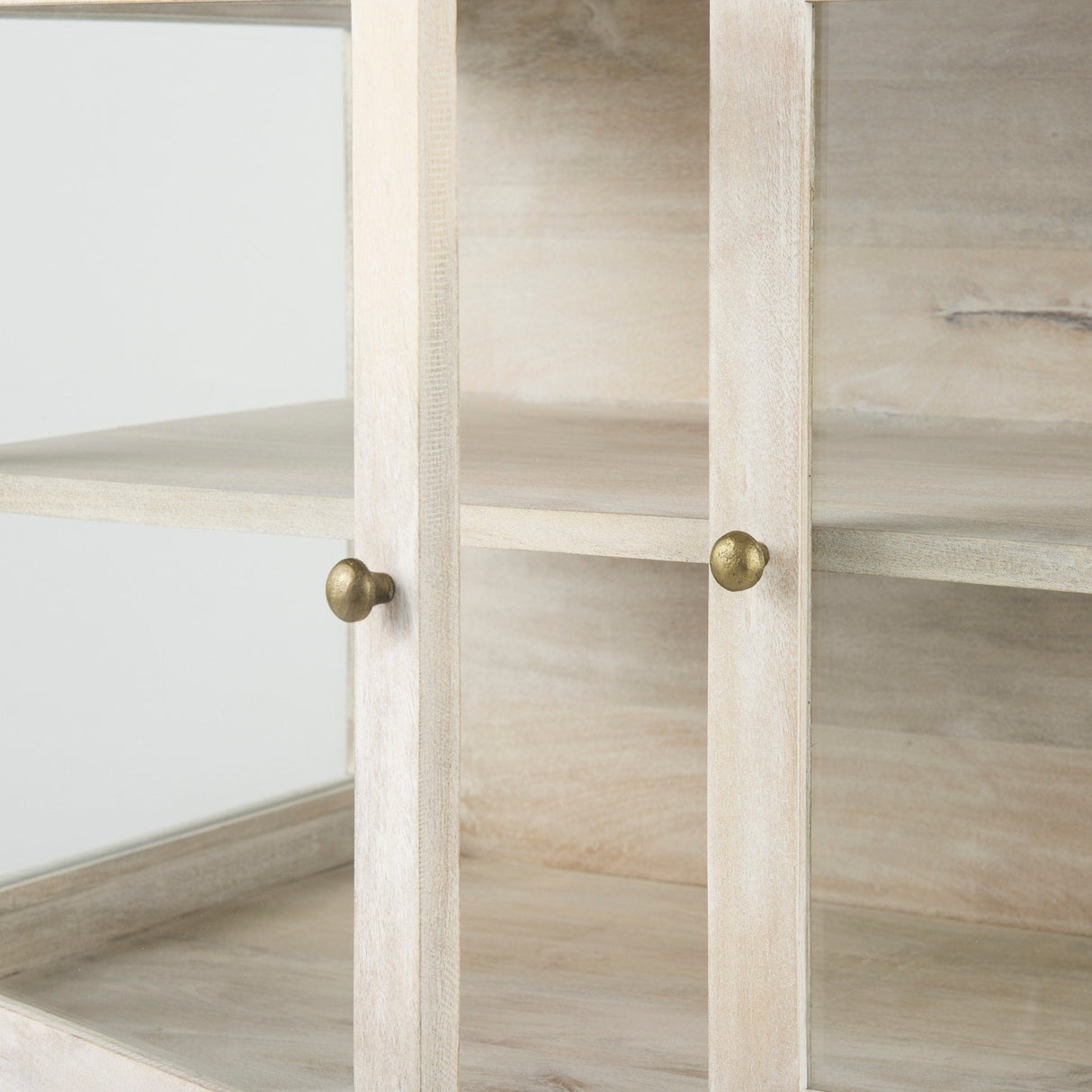 Arelius White Wood, Gold Metal Base w/ 2 Glass Doors Accent Cabinet by Mercana at Eve Furniture