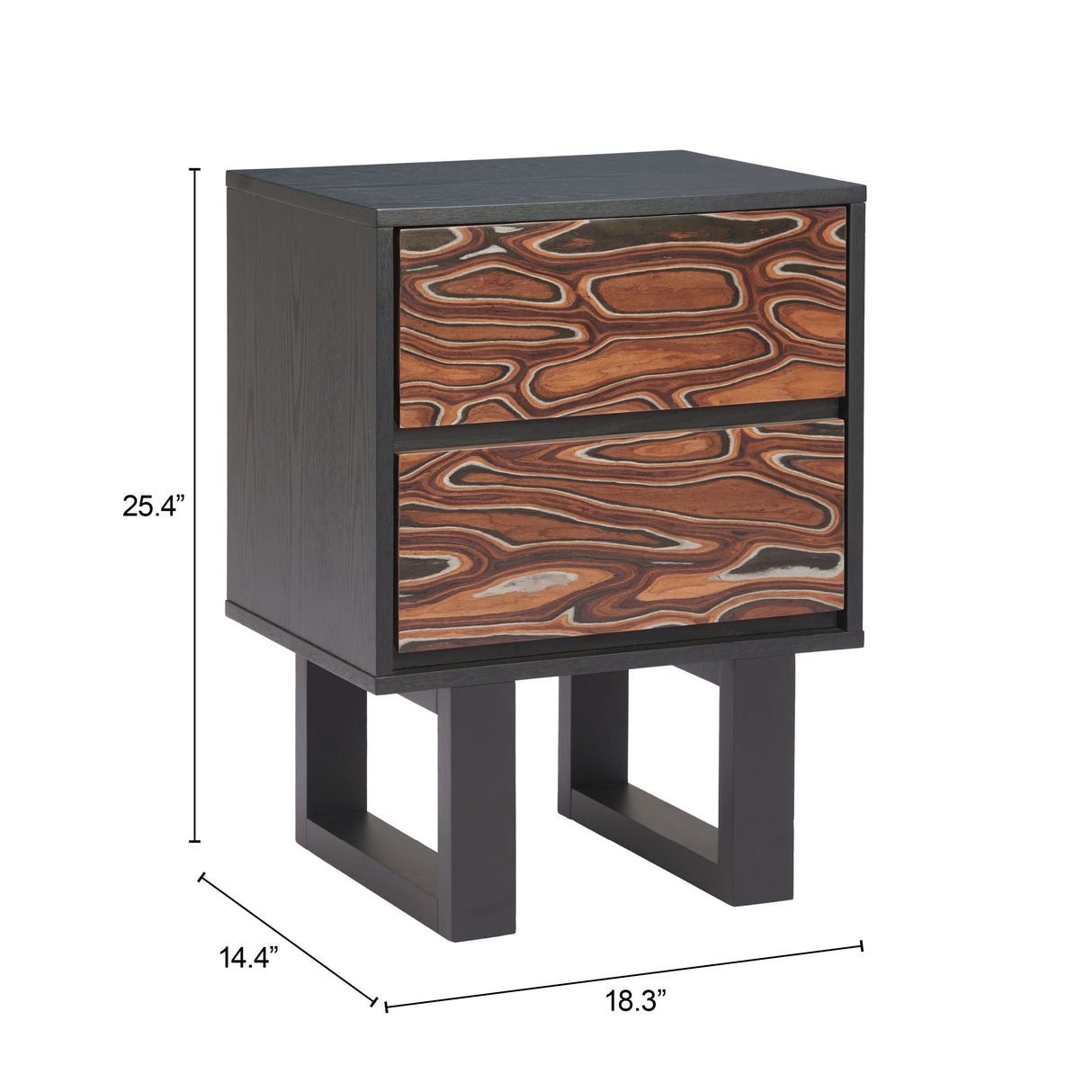 Aremi Brown & Black Nightstand by Zuomod at Eve Furniture