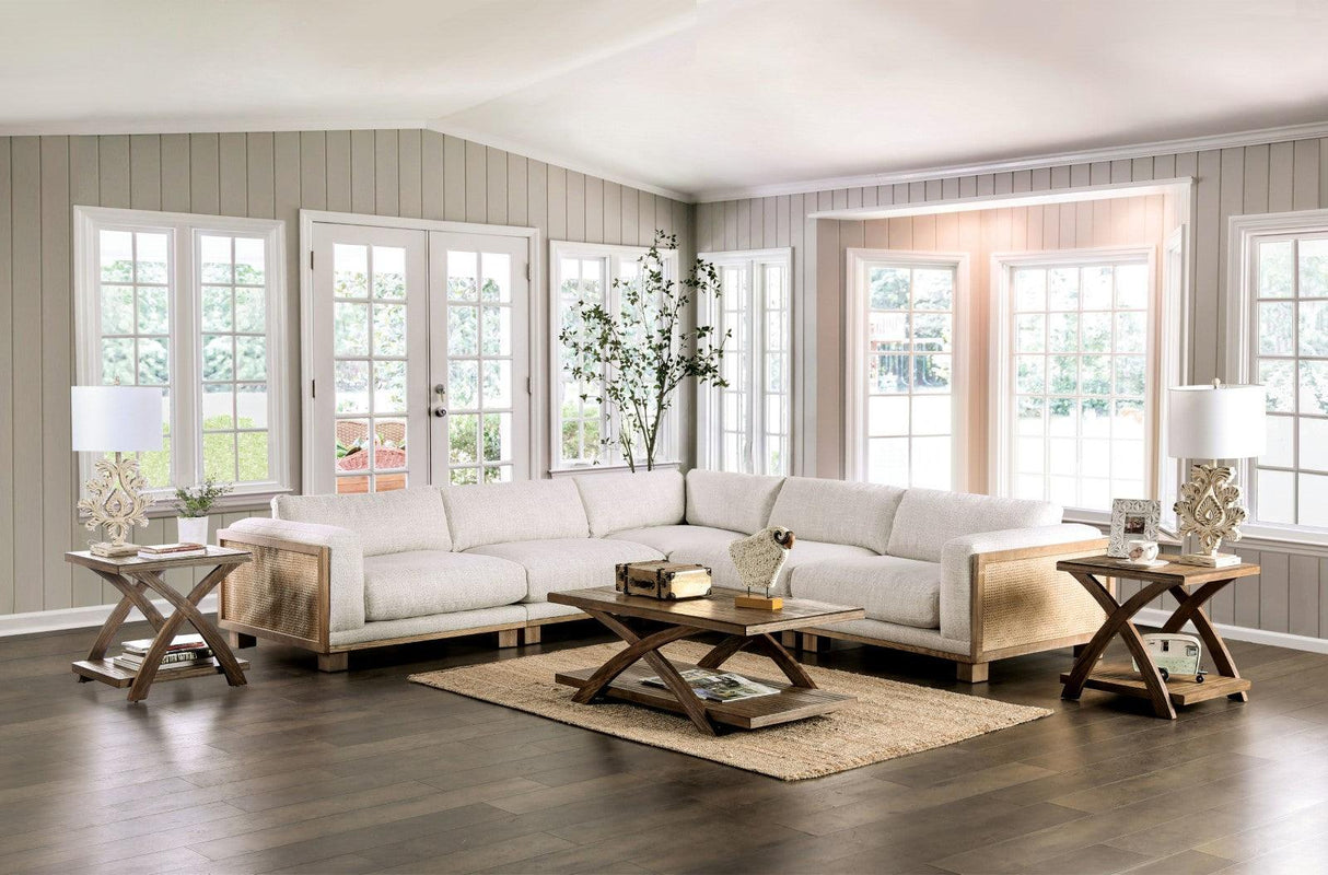 Arendal Beige And Natural 5 Piece Sectional by Furniture of America at Eve Furniture