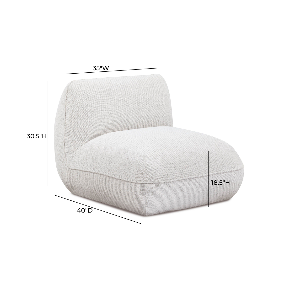 Arezaa Stone White Contract-Grade Basketweave Chenille Armless Chair by TOV Furniture at Eve Furniture