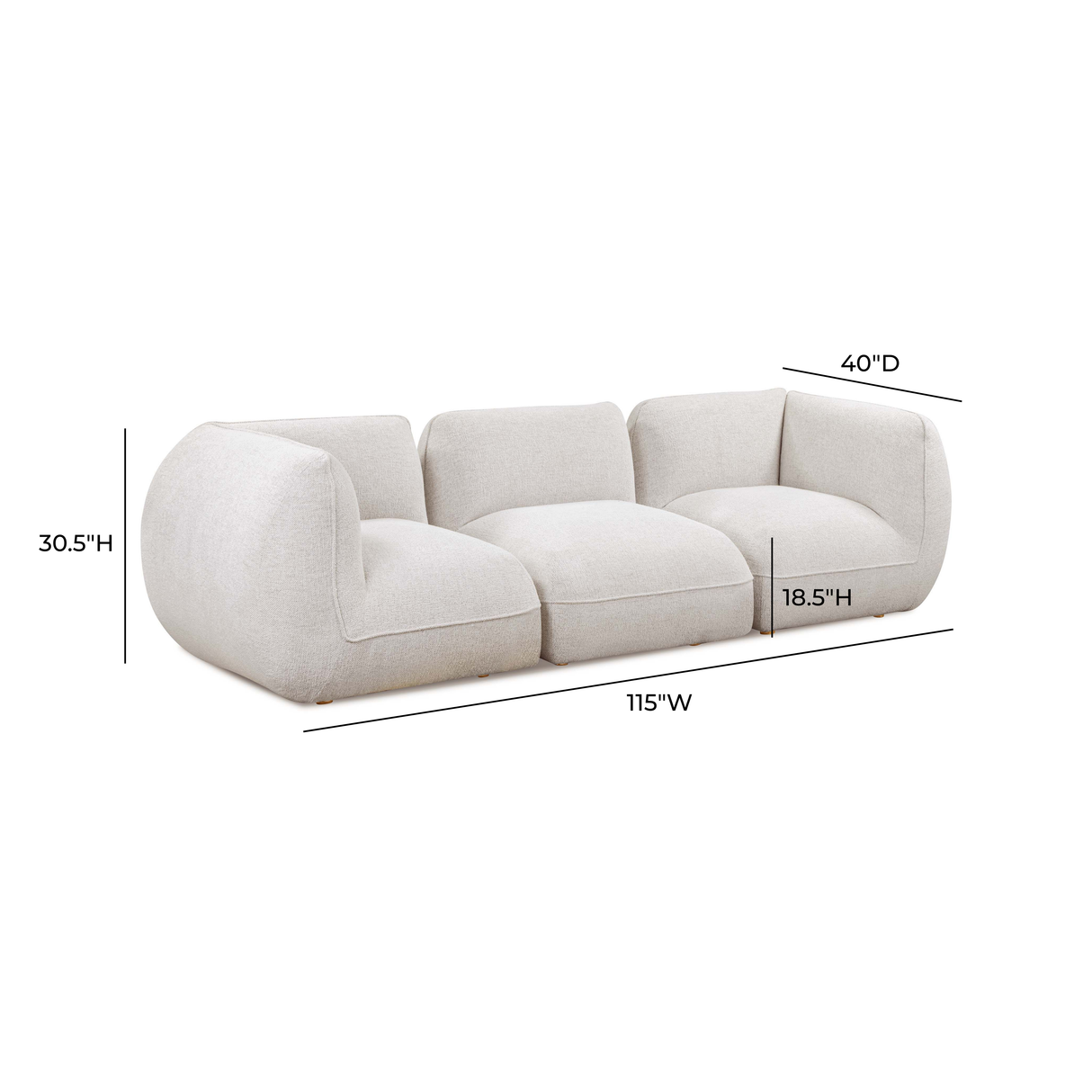 Arezza 115" Stone White Contract-Grade Basketweave Chenille Modular Sofa by TOV Furniture at Eve Furniture
