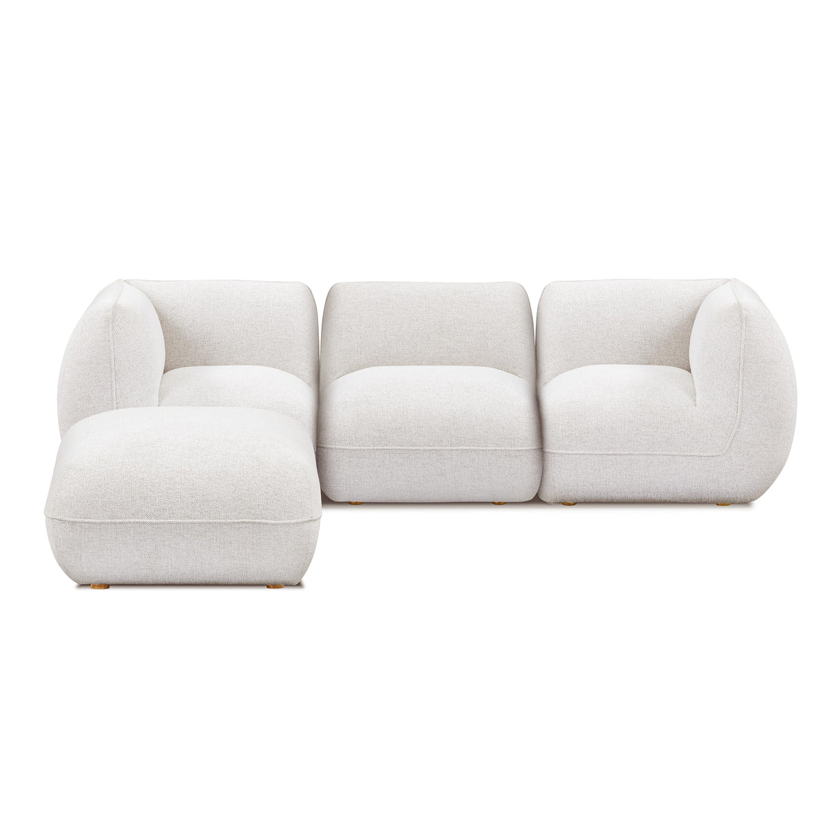 Arezza 4-Piece Stone White Contract-Grade Basketweave Chenille Modular Sectional by TOV Furniture at Eve Furniture