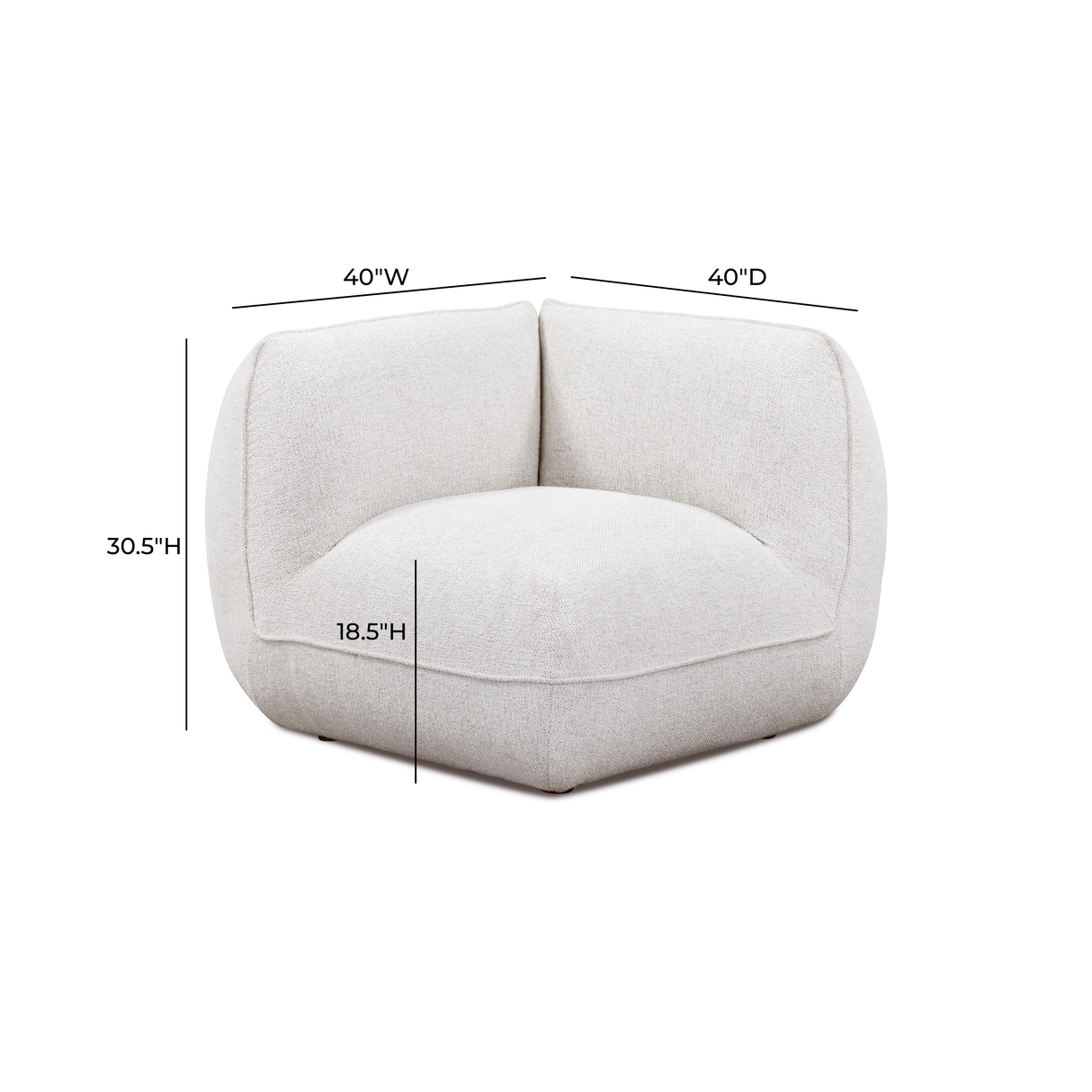 Arezza Stone White Contract-Grade Basketweave Chenille Corner Chair by TOV Furniture at Eve Furniture