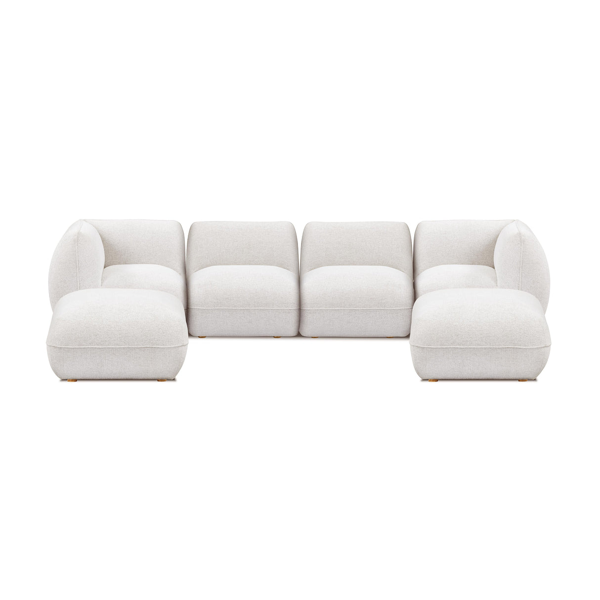 Arezza Stone White Contract-Grade Basketweave Chenille Modular U-Chaise Sectional by TOV Furniture at Eve Furniture