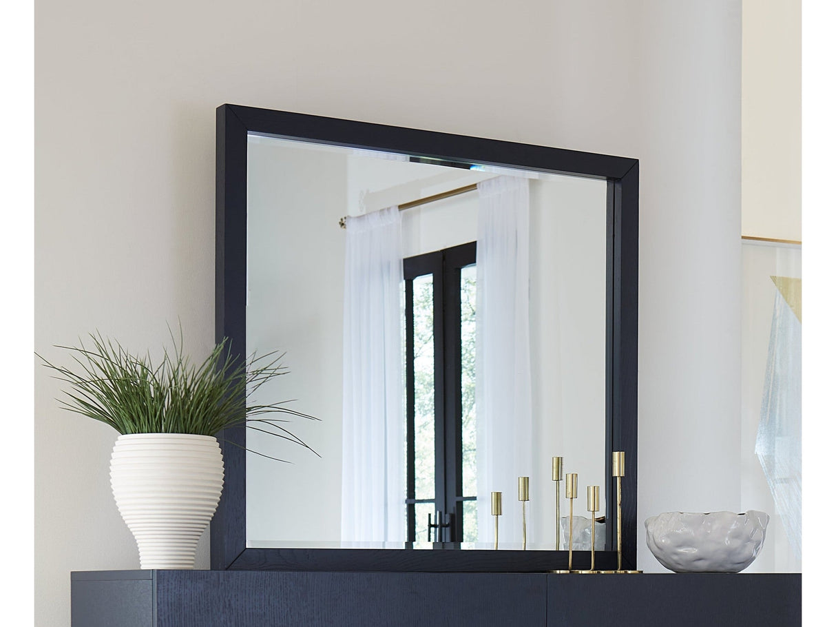 Argento Beveled Glass Wall or Dresser Mirror in Navy Blue by Modus Furniture at Eve Furniture