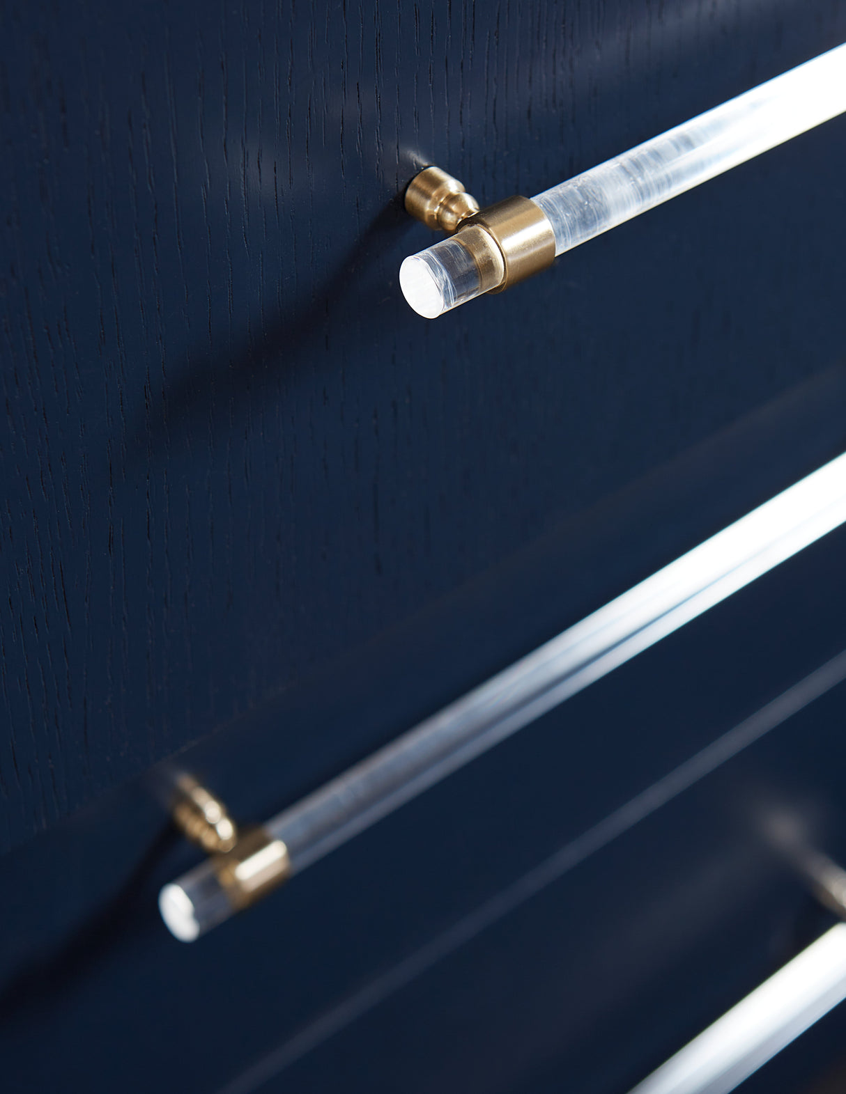 Argento Six Drawer Dresser in Navy Blue and Burnished Brass by Modus Furniture at Eve Furniture