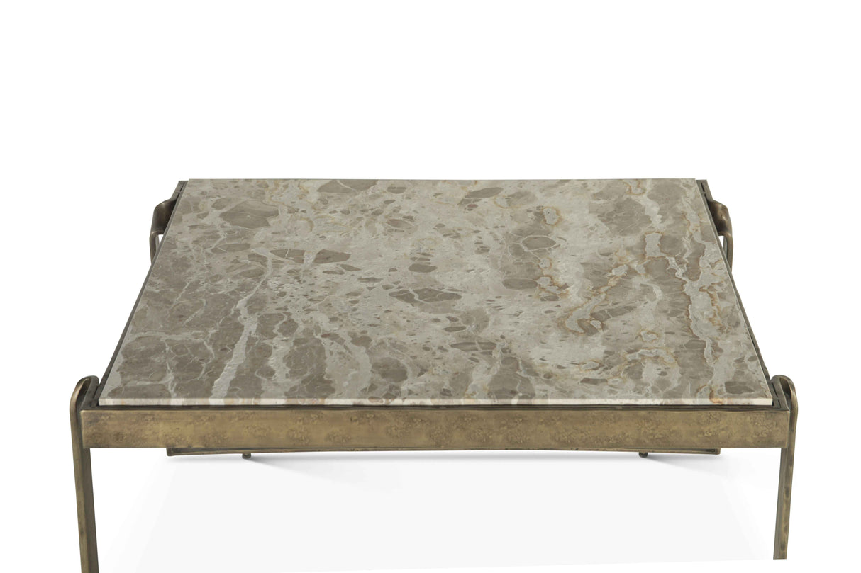 Argos 32" Coffee Table with Marble and Antique Brass by Home Trends & Design at Eve Furniture