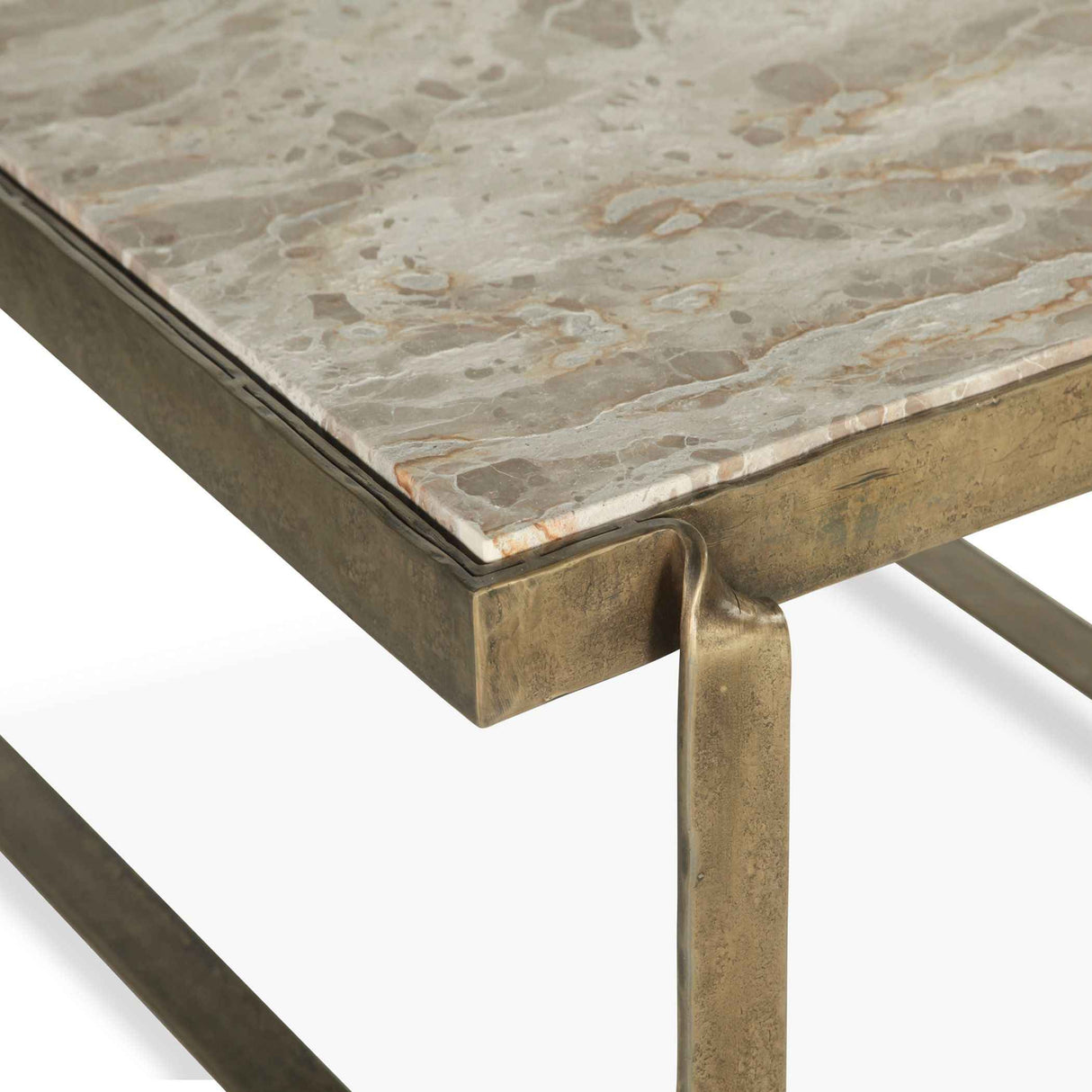 Argos 32" Coffee Table with Marble and Antique Brass by Home Trends & Design at Eve Furniture