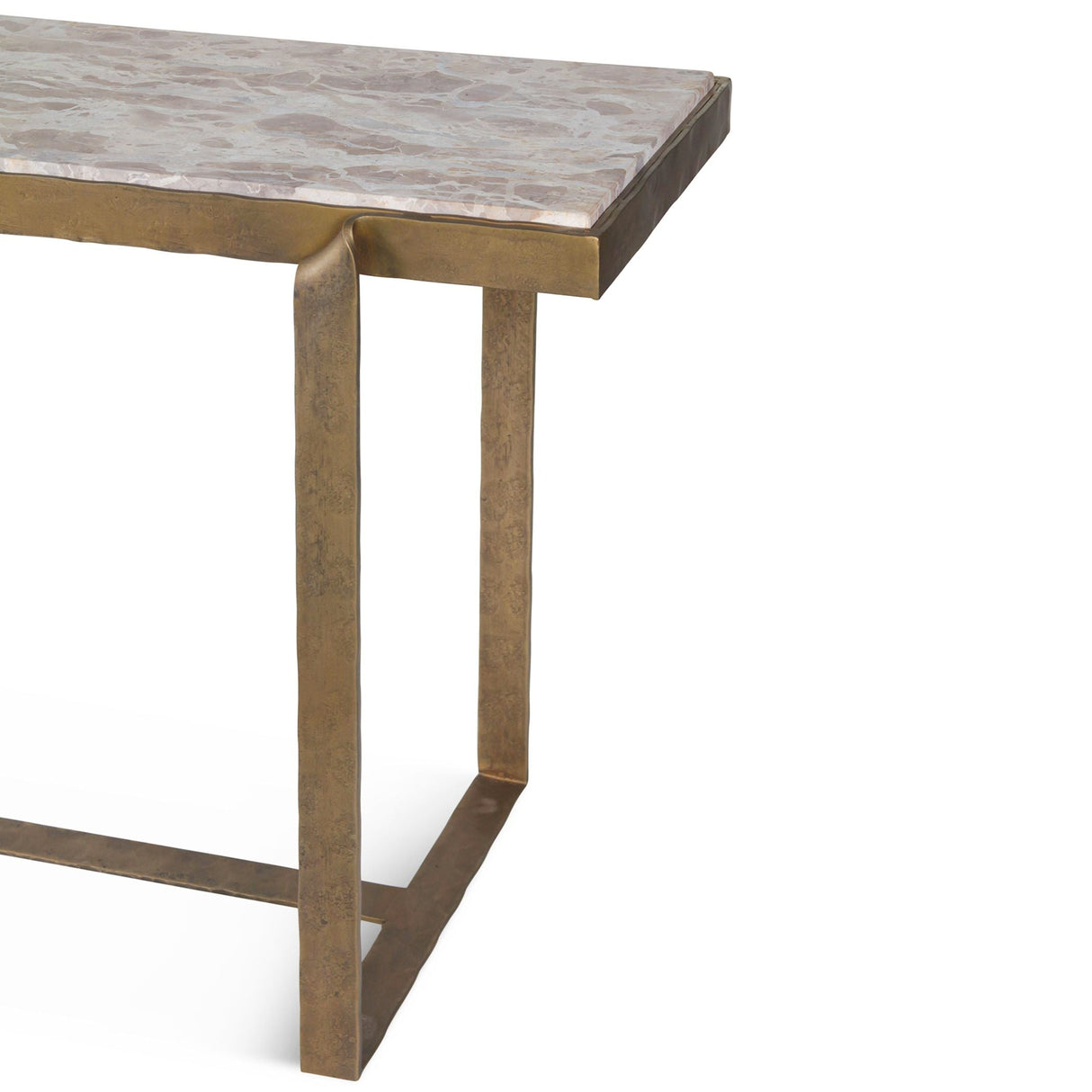 Argos 52" Console Table with Capri Beige Marble Top and Antique Brass Base by Home Trends & Design at Eve Furniture