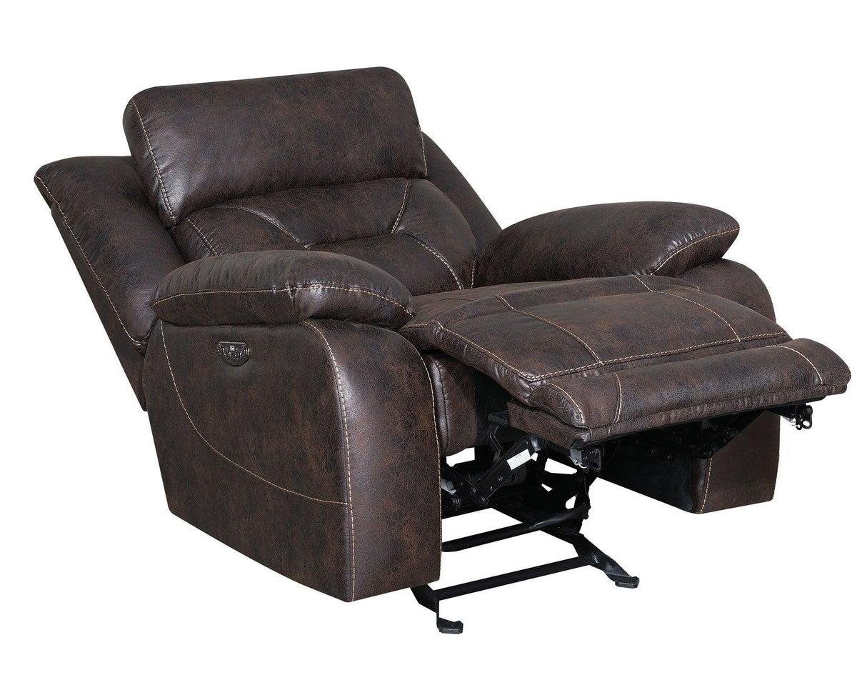 Aria Saddle Brown Dual-Power Recliner by Steve Silver at Eve Furniture