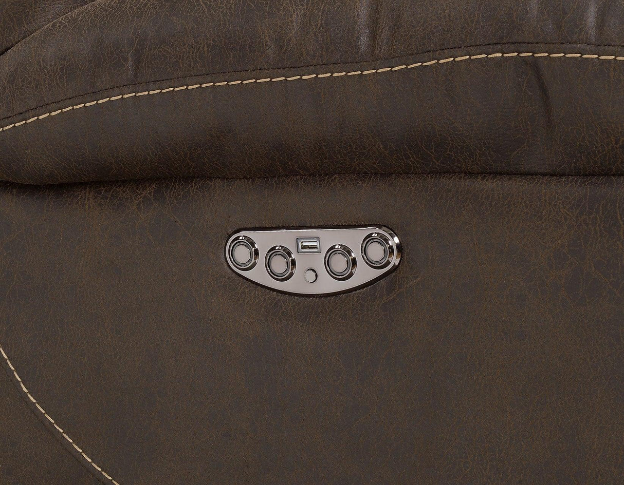 Aria Saddle Brown Dual-Power Recliner by Steve Silver at Eve Furniture