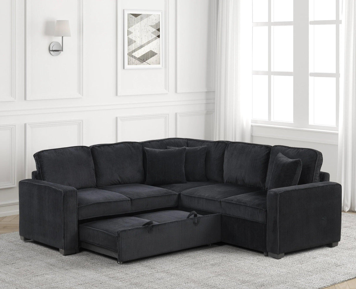 Ariel Black Sectional With Pull-Out Bed by Happy Homes at Eve Furniture